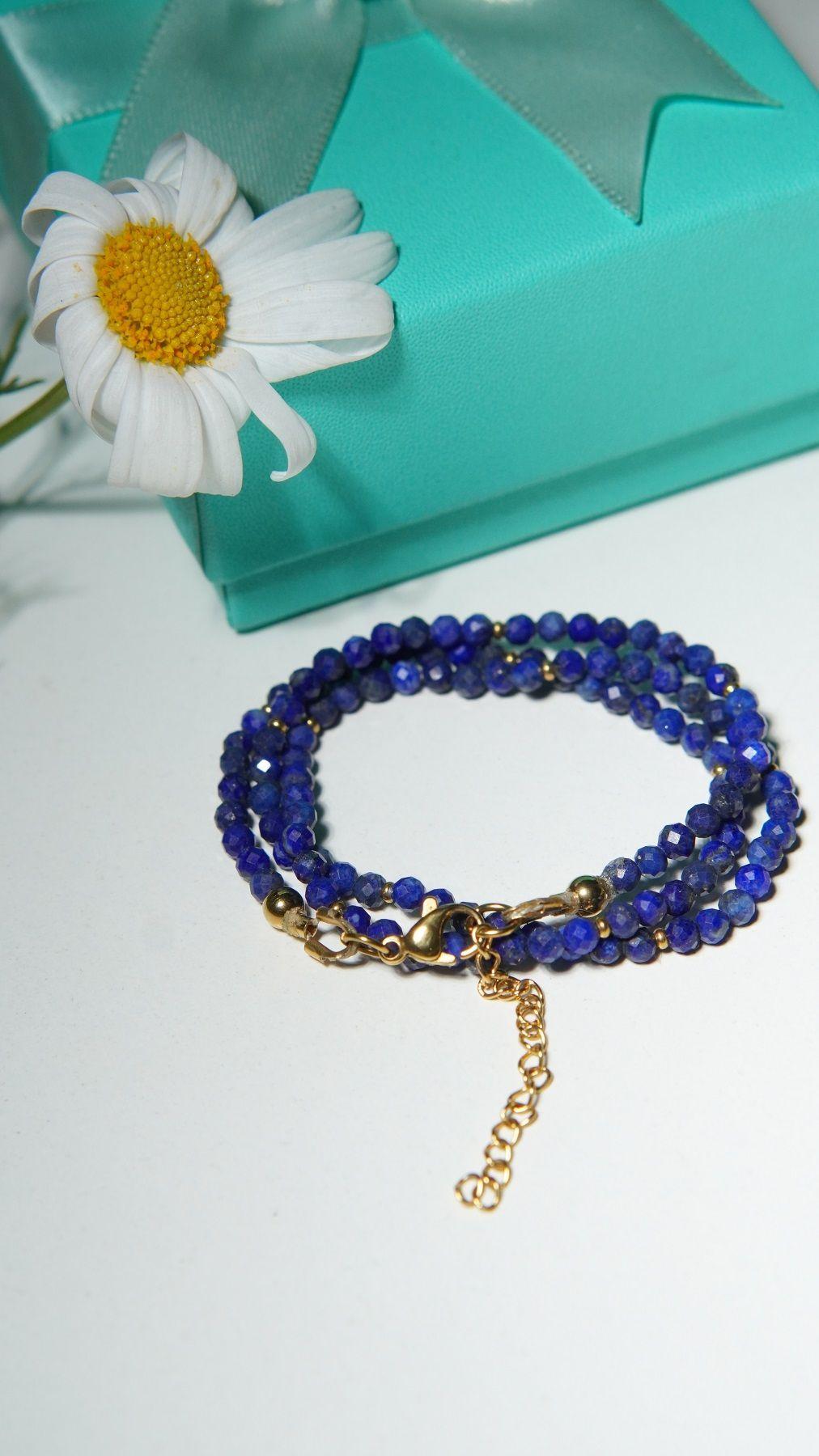 Collar gargantilla lapislazuli 4mm chapado en oro 18k Terranova-3