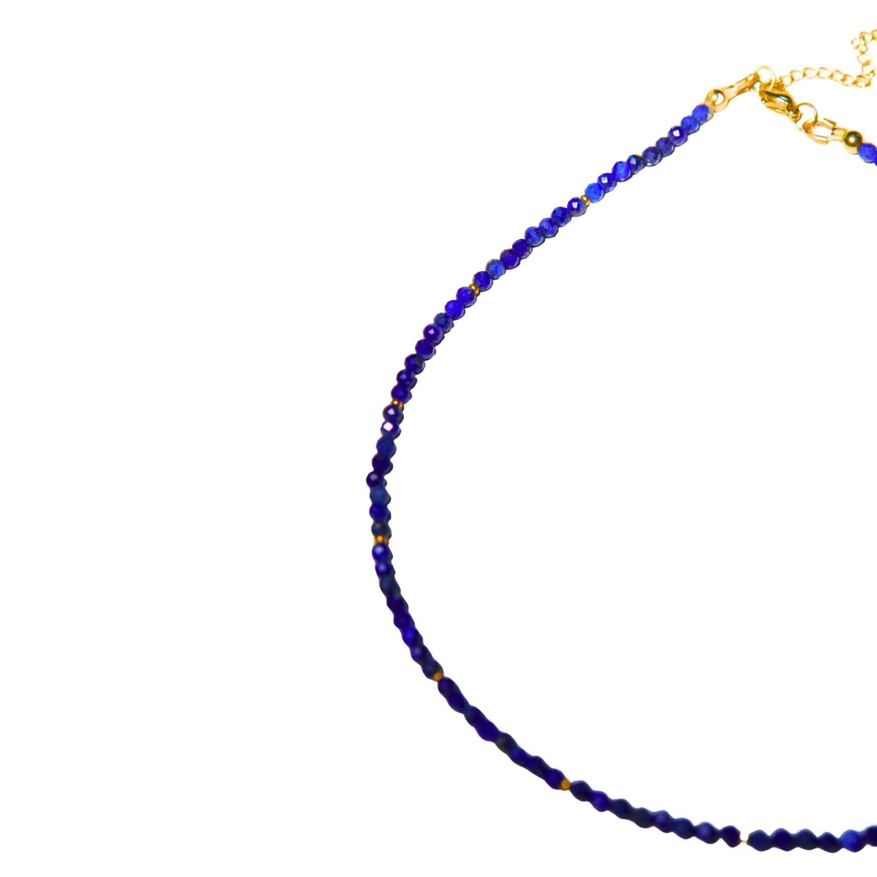 Collar gargantilla lapislazuli 4mm chapado en oro 18k Terranova-4