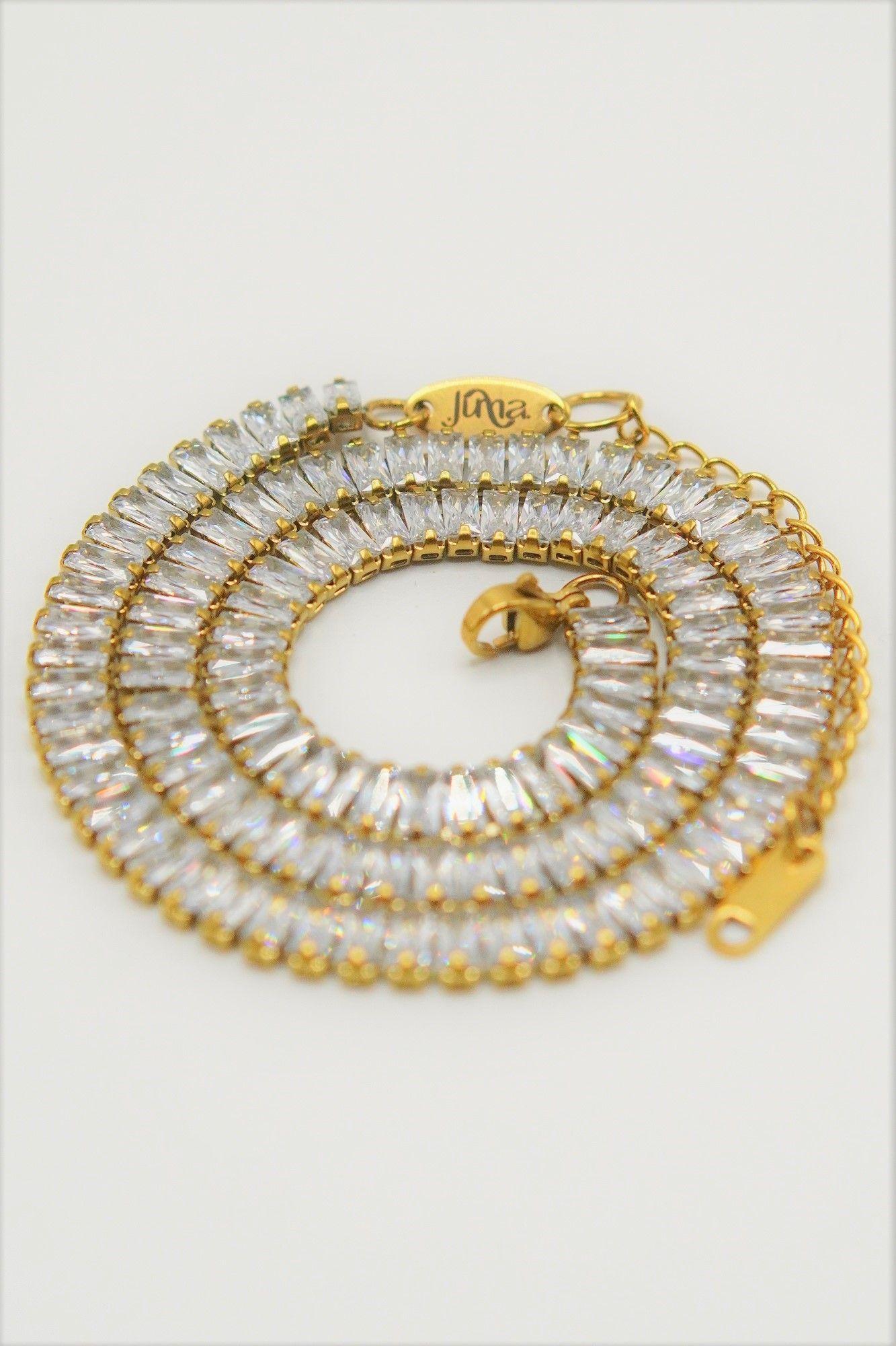 Collar Gargantilla tennis zirconias chapada en oro 18k-3