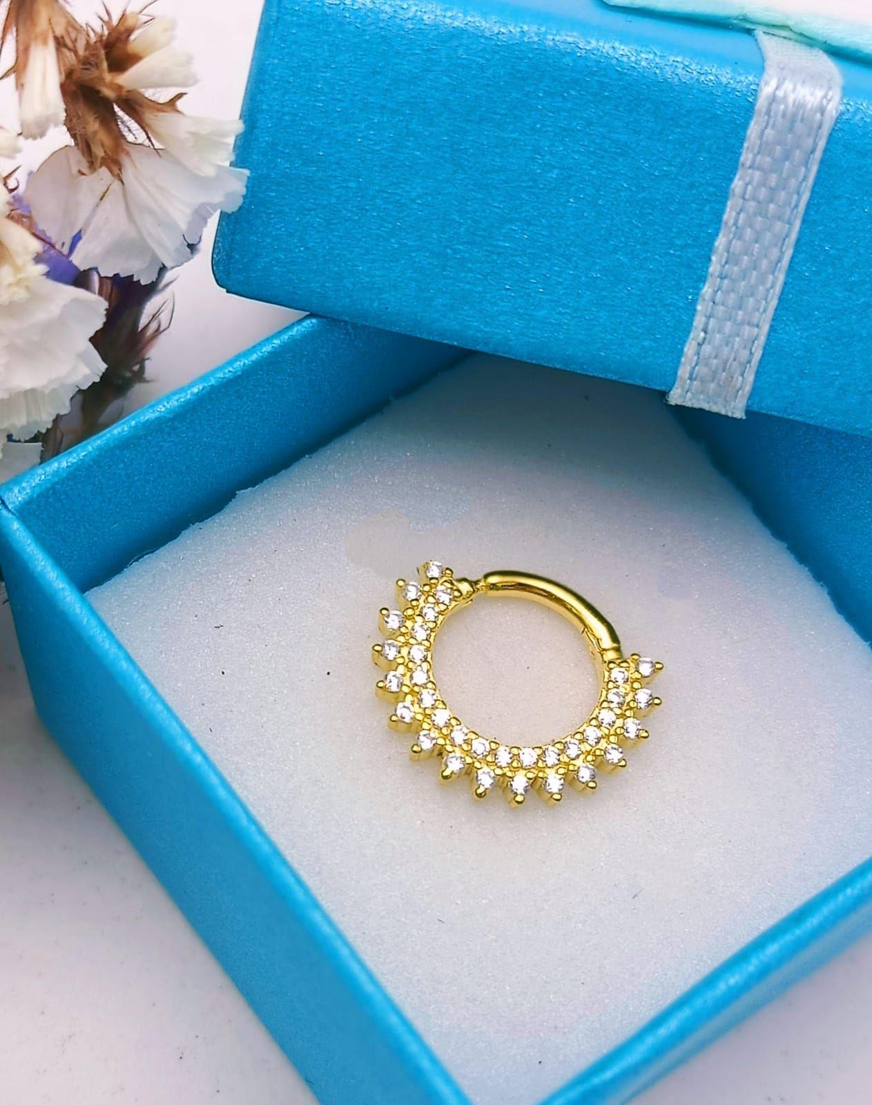 Piercing Septum Rising sun Plata fina ley S925 Chapada Oro-2