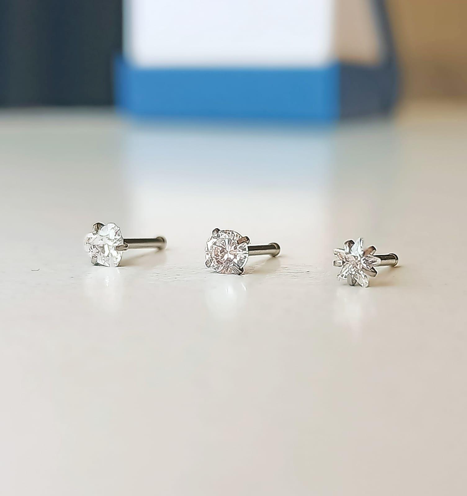Set piercing 3 piezas nostril acero quirúrgico nariz -4
