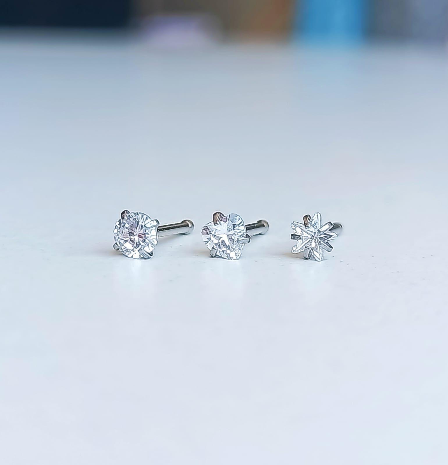Set piercing 3 piezas nostril acero quirúrgico nariz -7