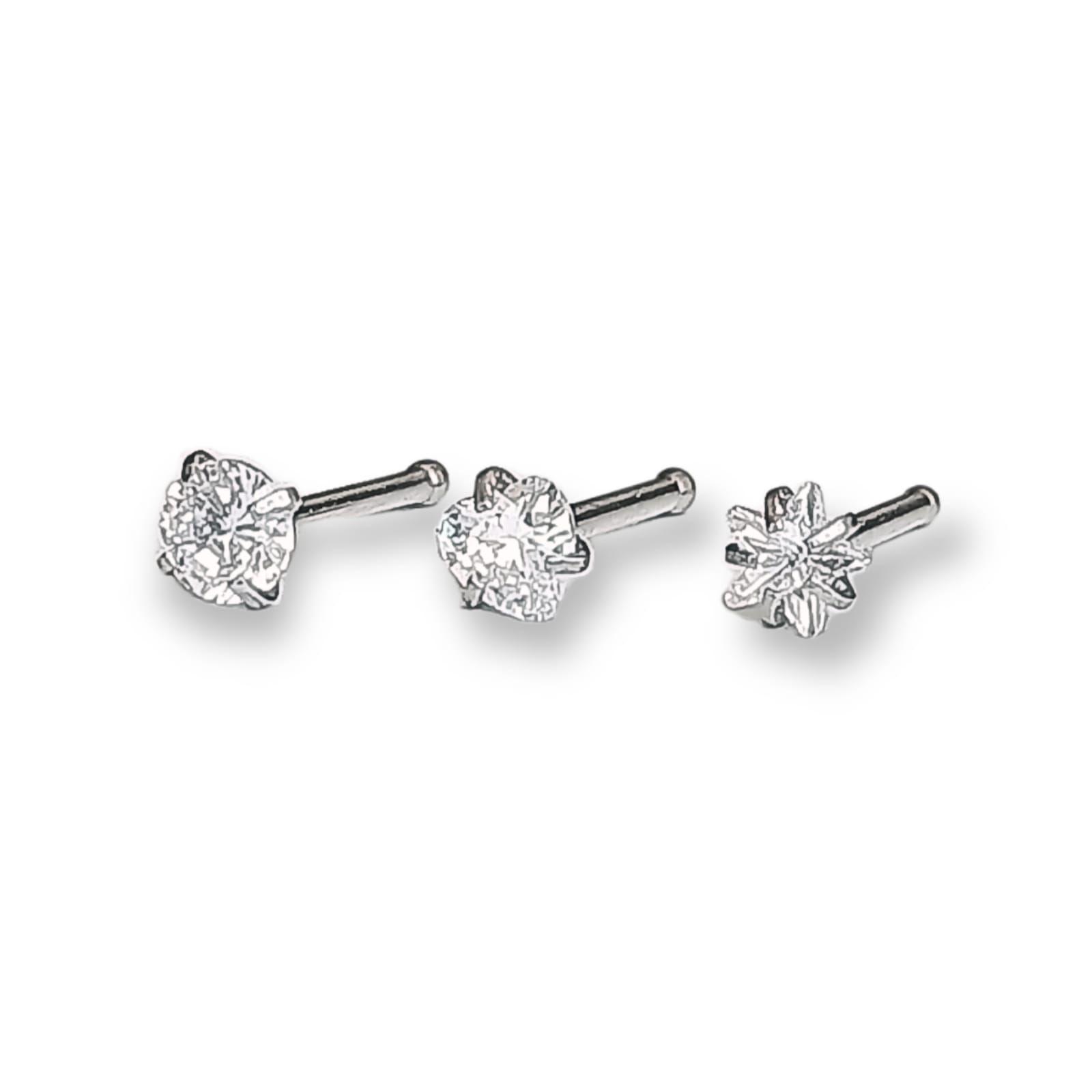Set piercing 3 piezas nostril acero quirúrgico nariz -1