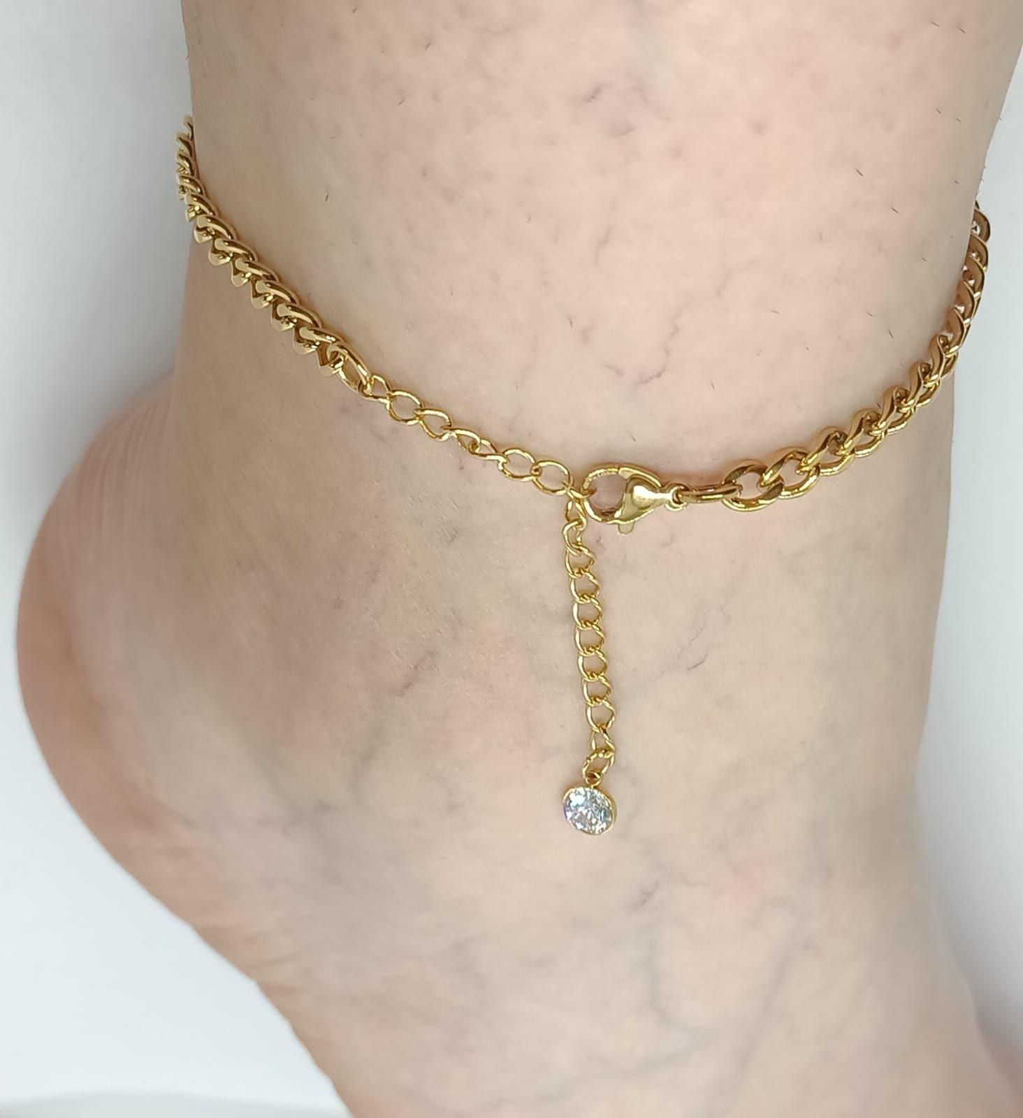 Tobilleras eslabones Pulseras Tobillo Ajustable Bohemia enchapada en oro 18k-4