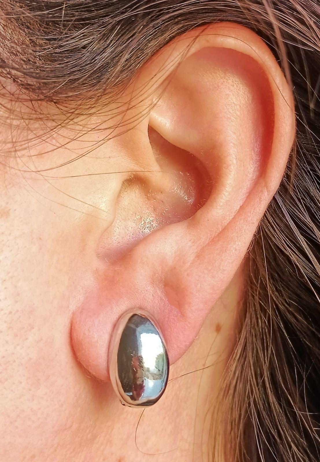 Aros Gota Espejo Plateada Sin Perforación Earcuff -2