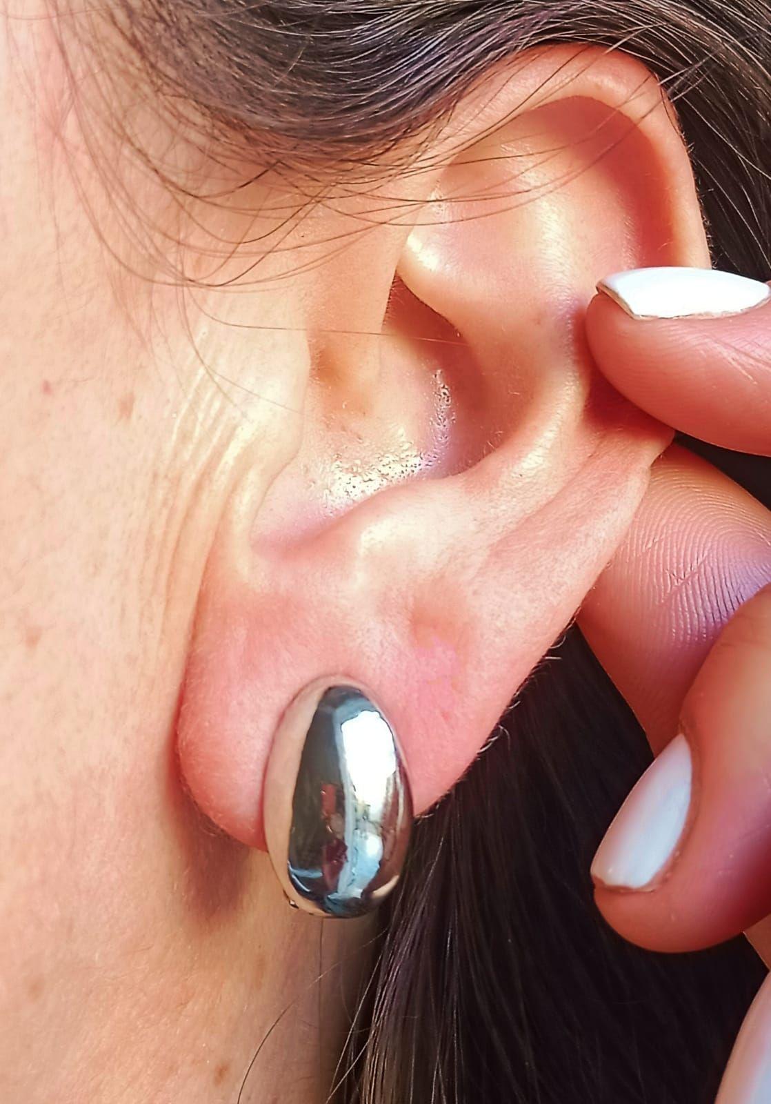 Aros Gota Espejo Plateada Sin Perforación Earcuff -5
