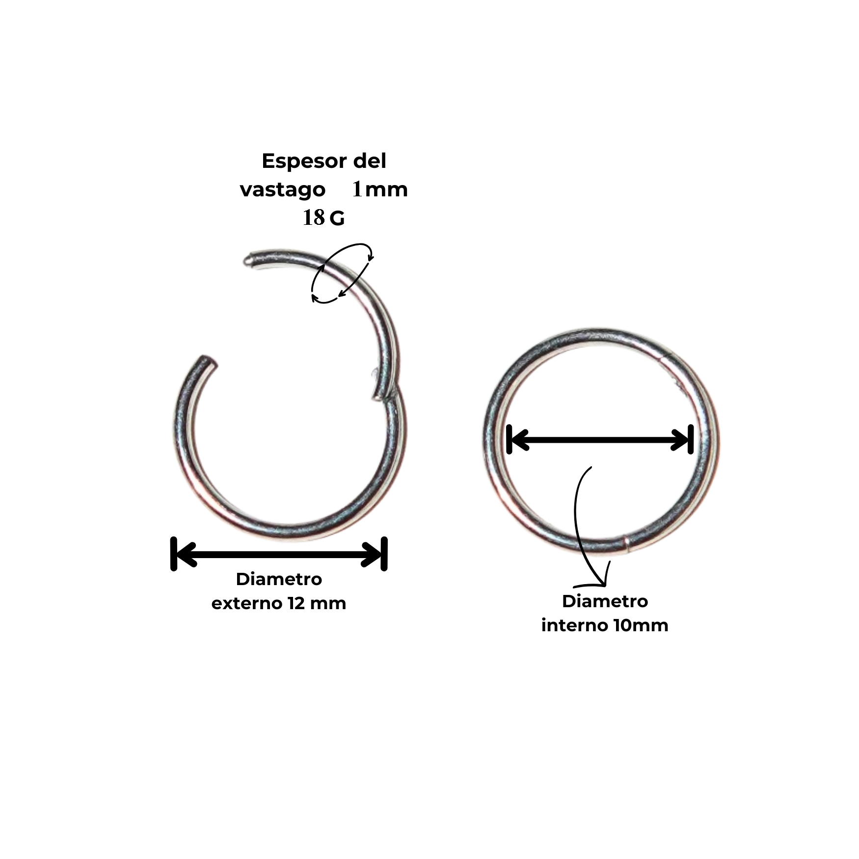 Argollas Clicker 10mm 18g Acero Quirurgico Plateadas Ligeras-1