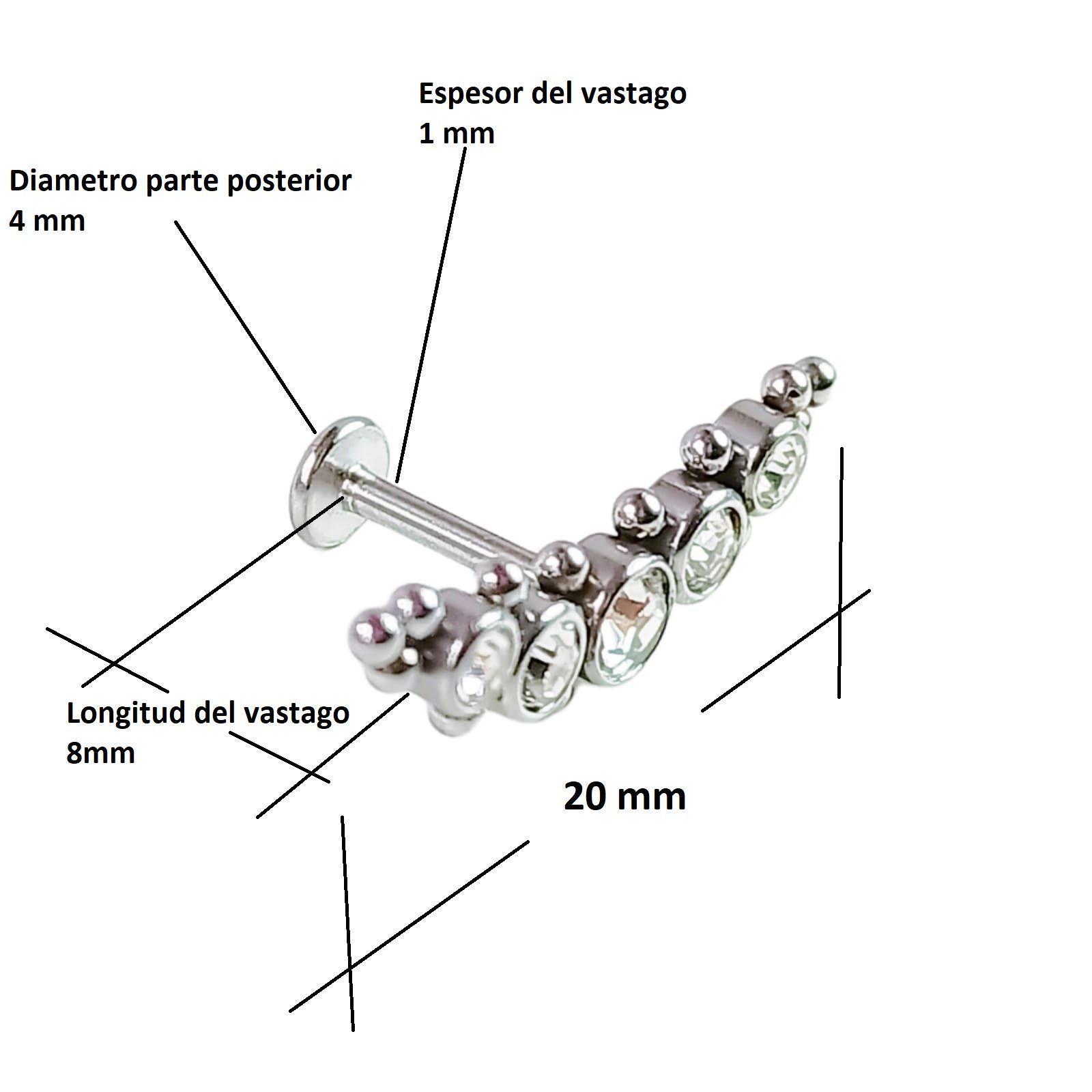 Piercing Oreja Tragus Conch Labret Modelo Media Luna Hipoalergenico Unidad-5