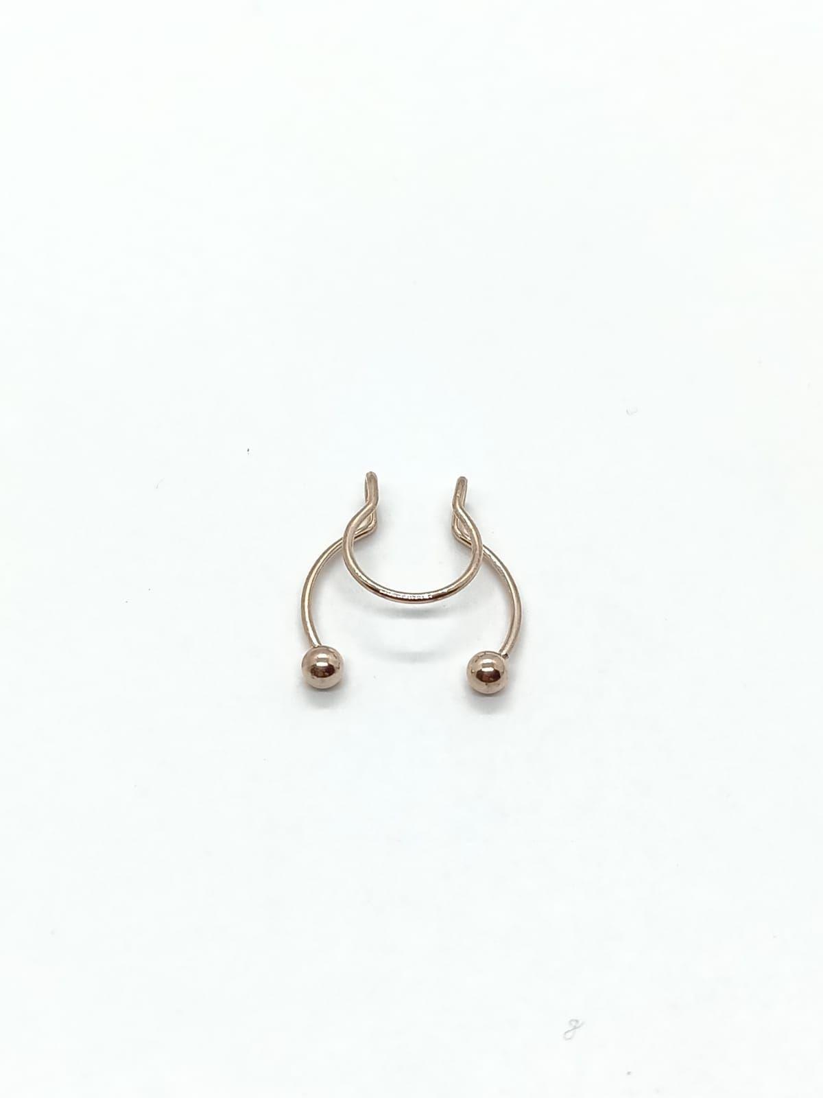 Piercing Acero hipoalergenico bañado en oro rosa 14kl septum Sin Perforacion-5