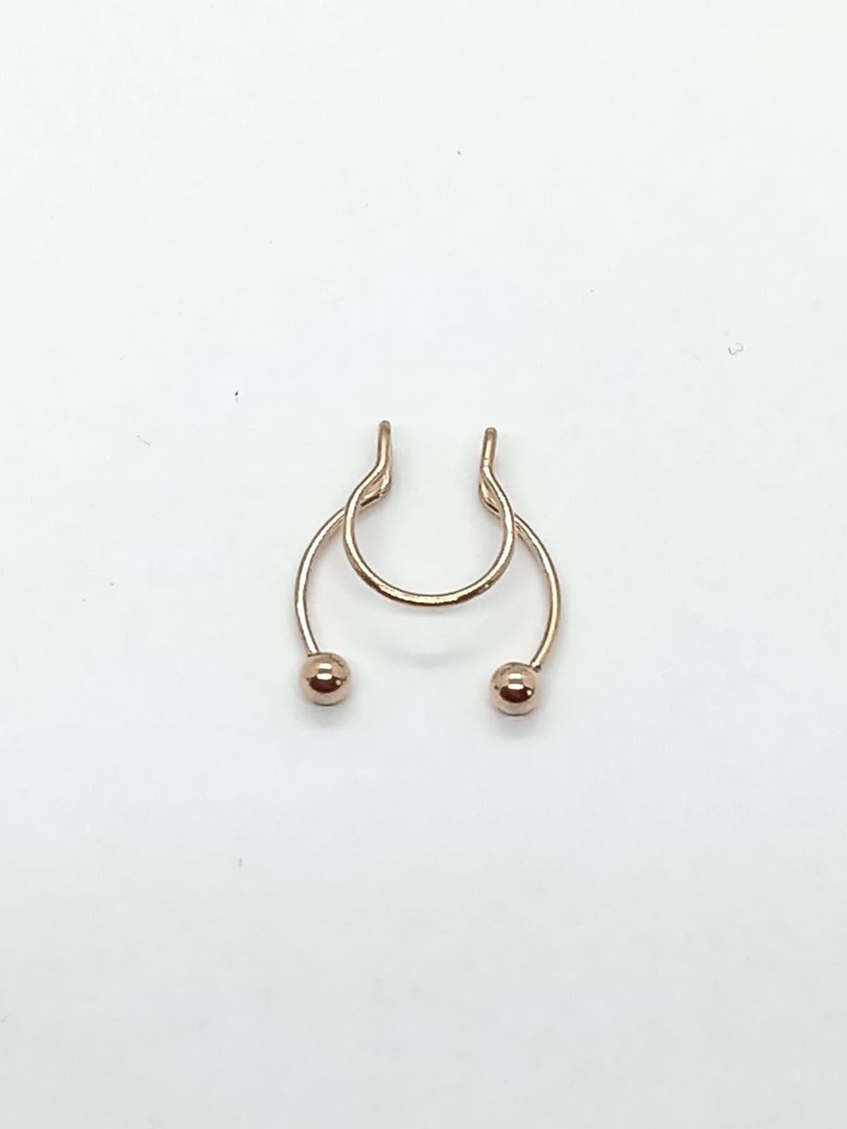Piercing Acero hipoalergenico bañado en oro rosa 14kl septum Sin Perforacion-0