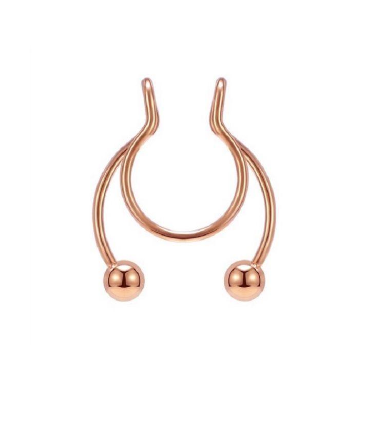 Piercing Acero hipoalergenico bañado en oro rosa 14kl septum Sin Perforacion-1