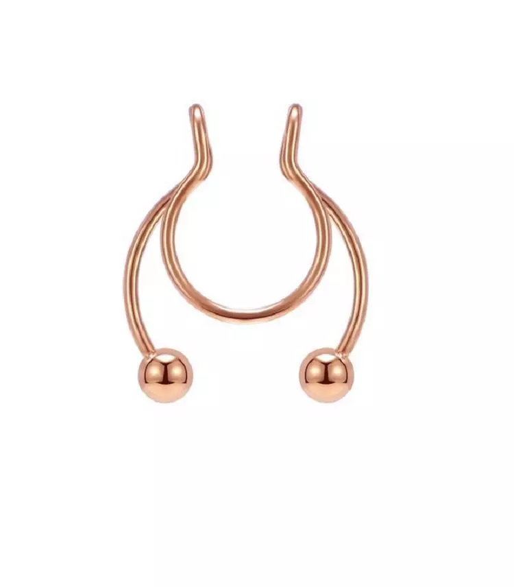 Piercing Acero hipoalergenico bañado en oro rosa 14kl septum Sin Perforacion-1
