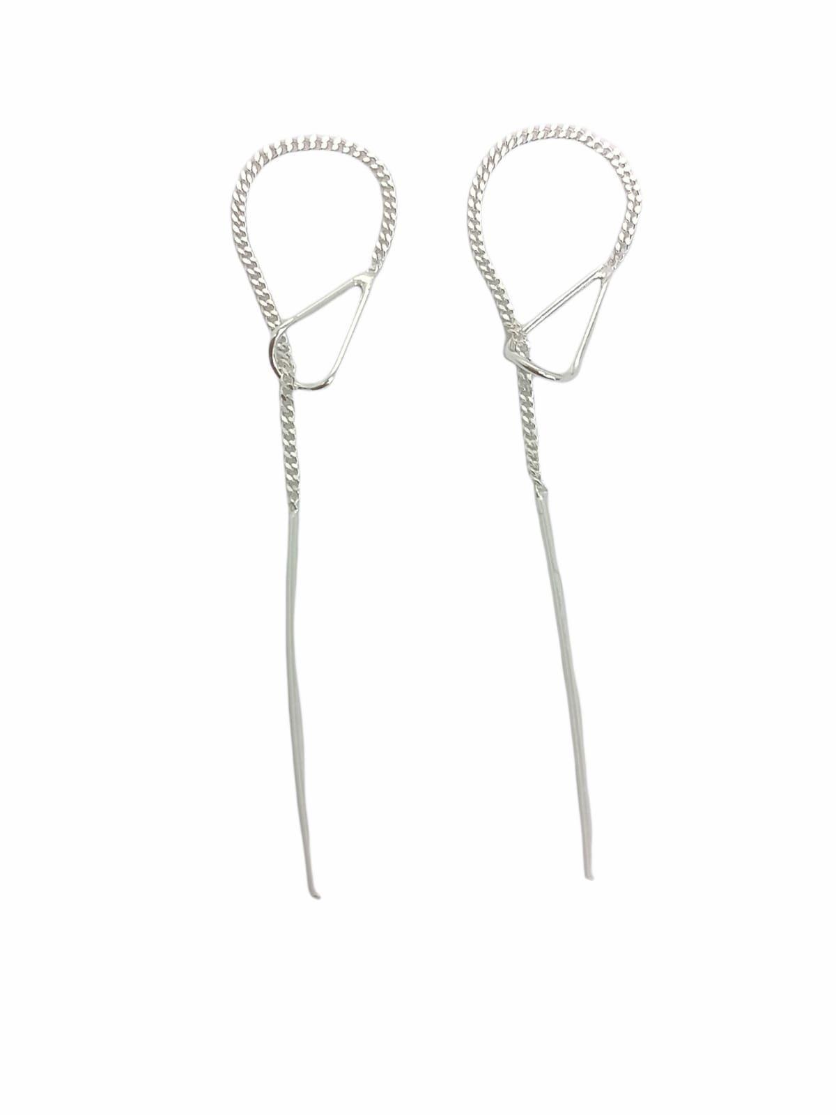 Pendientes Largos Entrelazados Plata fina ley S925 -0