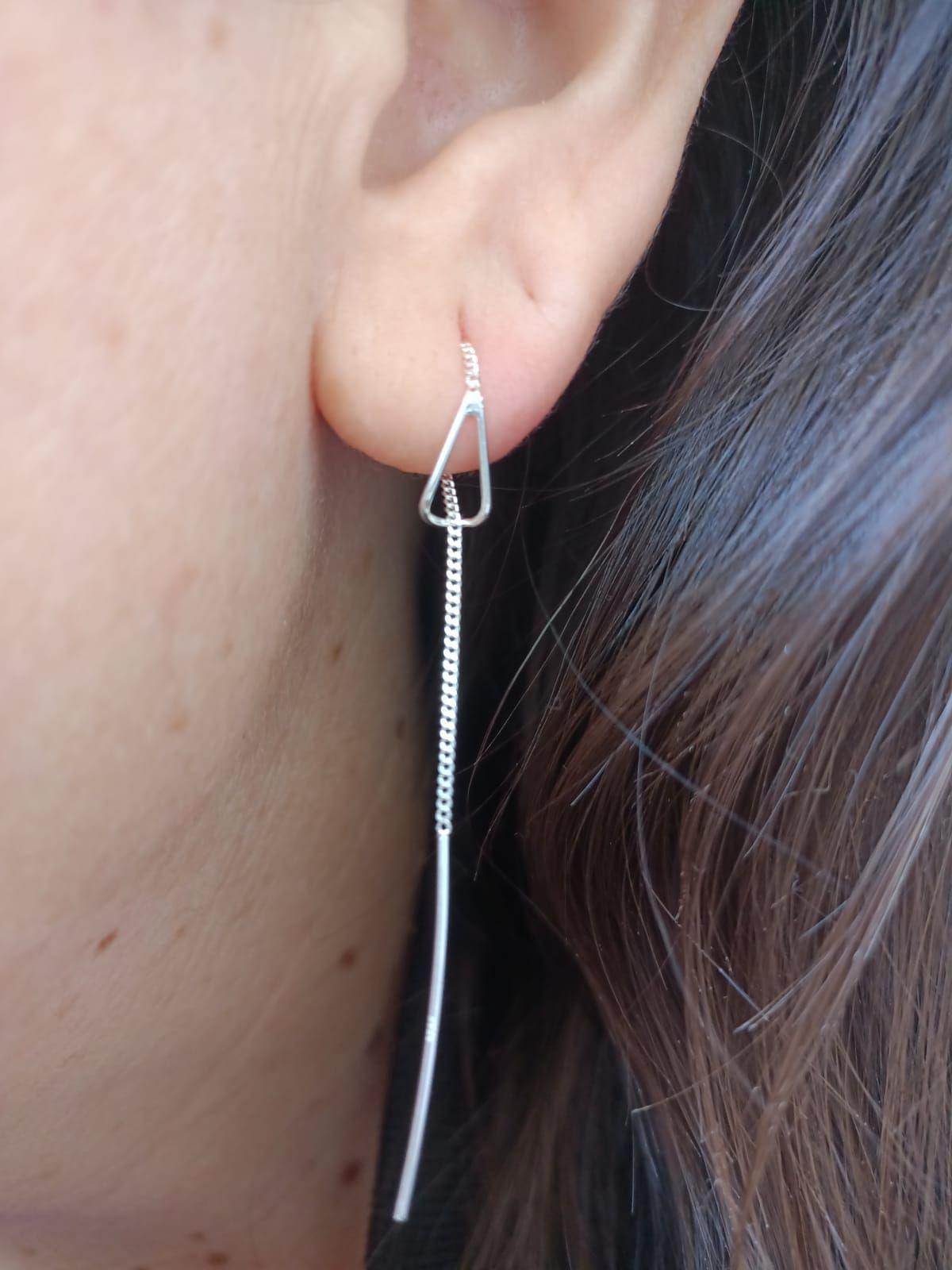 Pendientes Largos Entrelazados Plata fina ley S925 -2