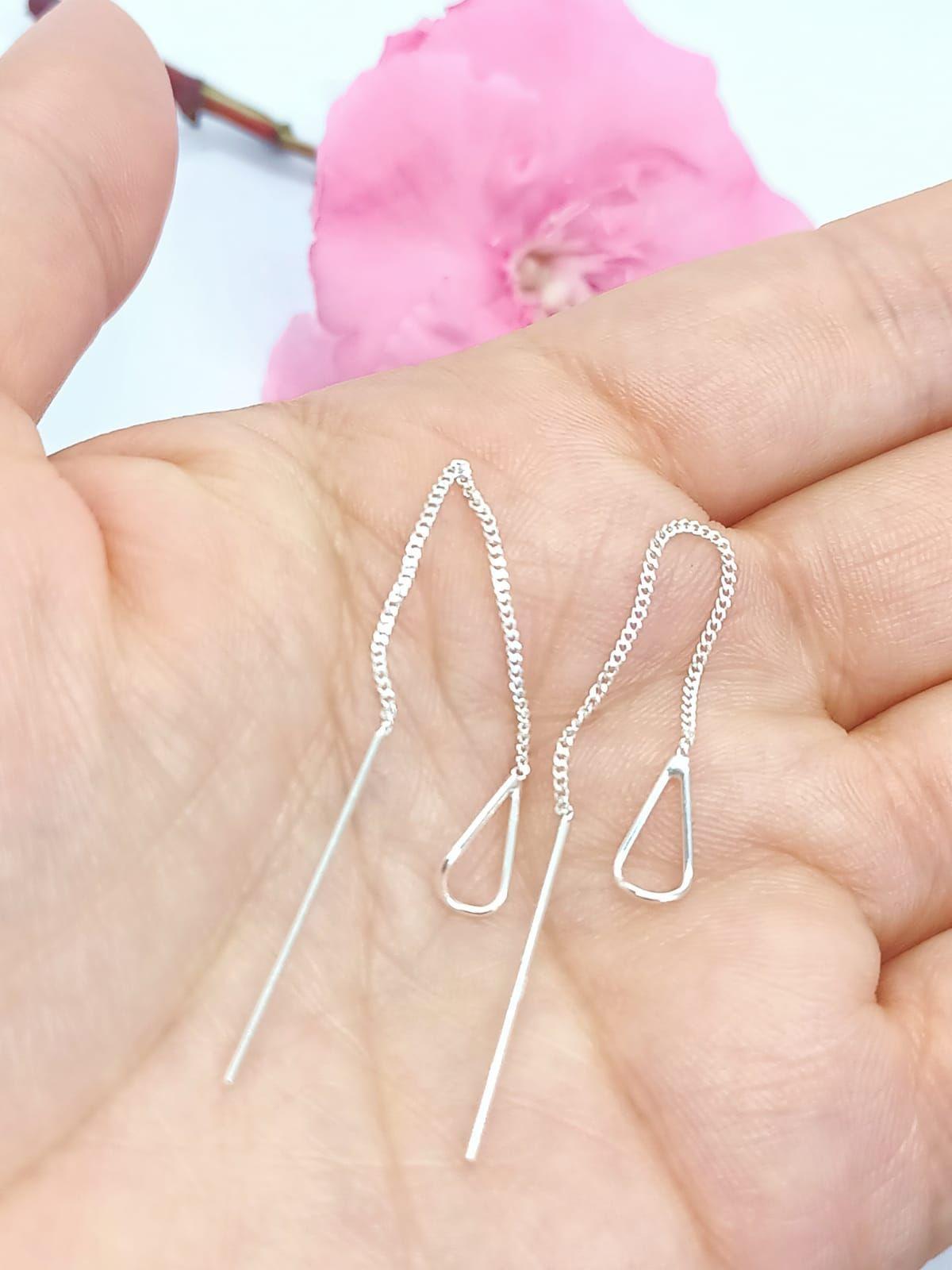 Pendientes Largos Entrelazados Plata fina ley S925 -4