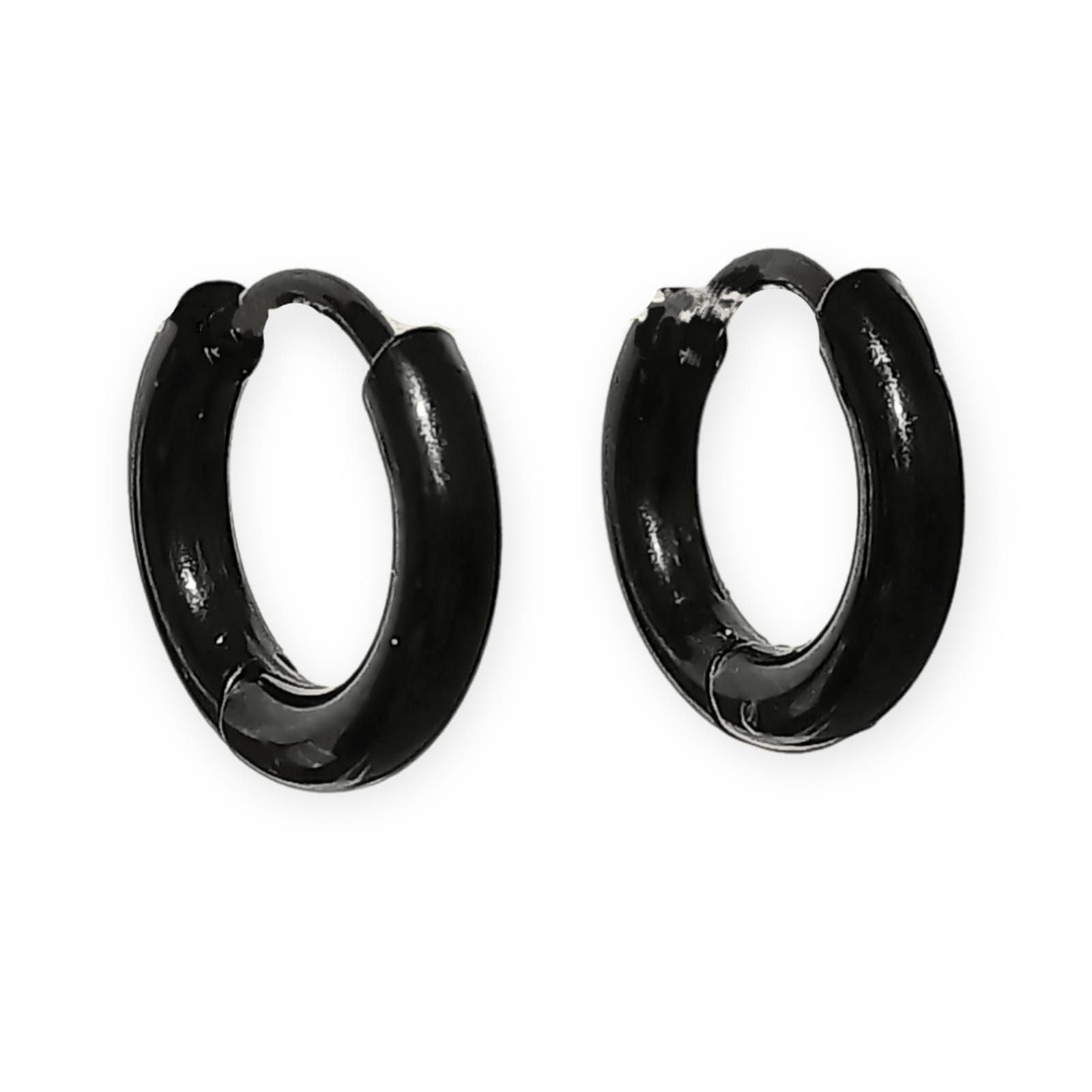 Pack De Aros Argollas Doble Uso Negras Cruz Piercing Oreja-7