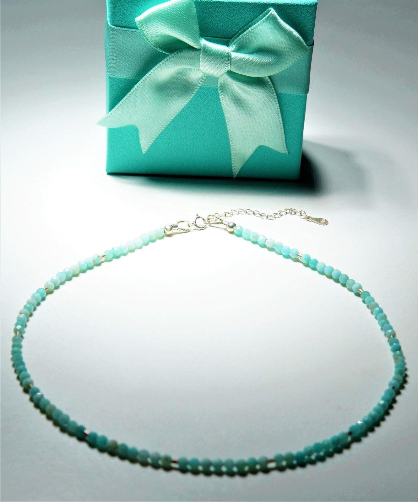 Collar gargantilla Aguamarina 4mm plata fina 925 Terranova-3