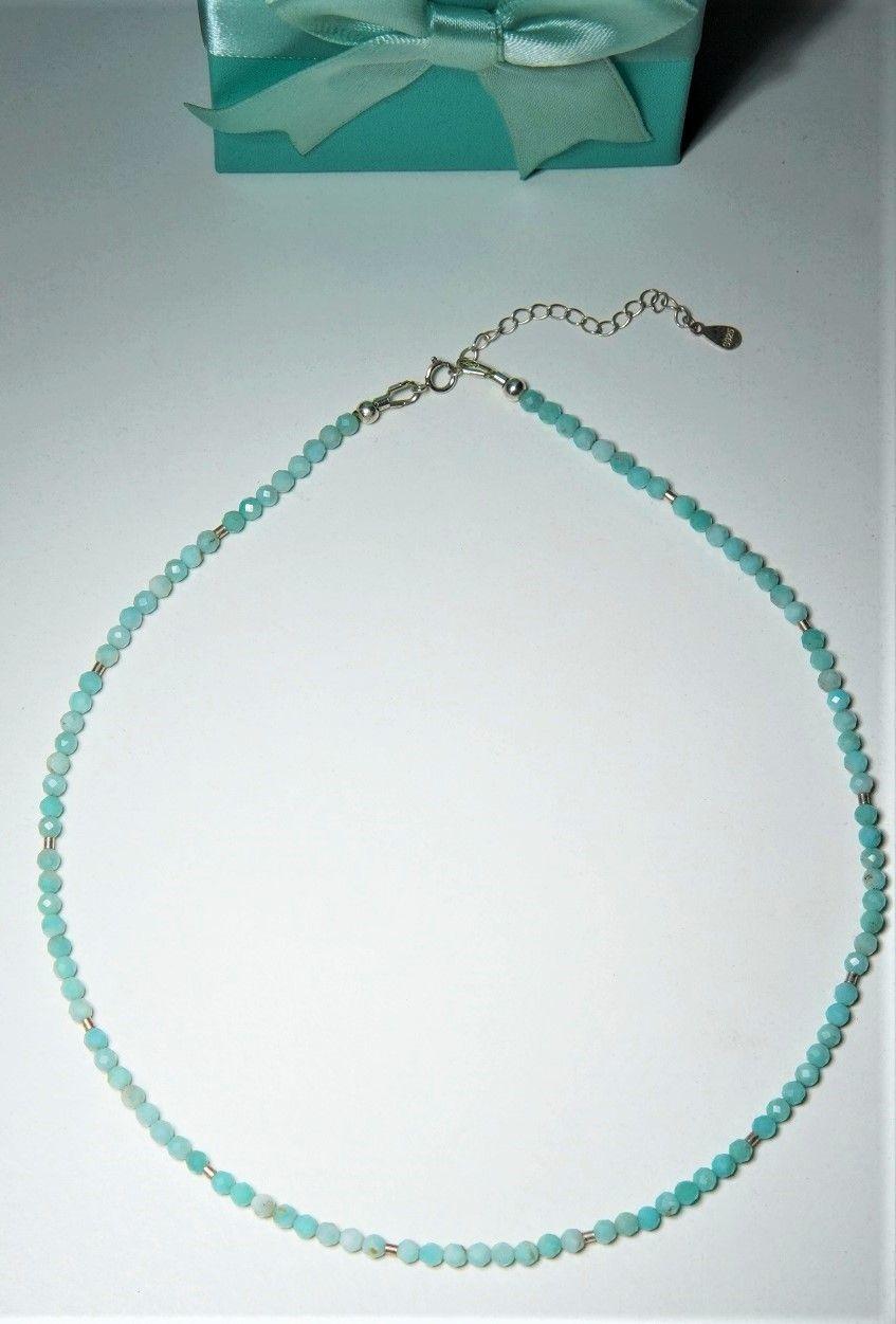 Collar gargantilla Aguamarina 4mm plata fina 925 Terranova-4