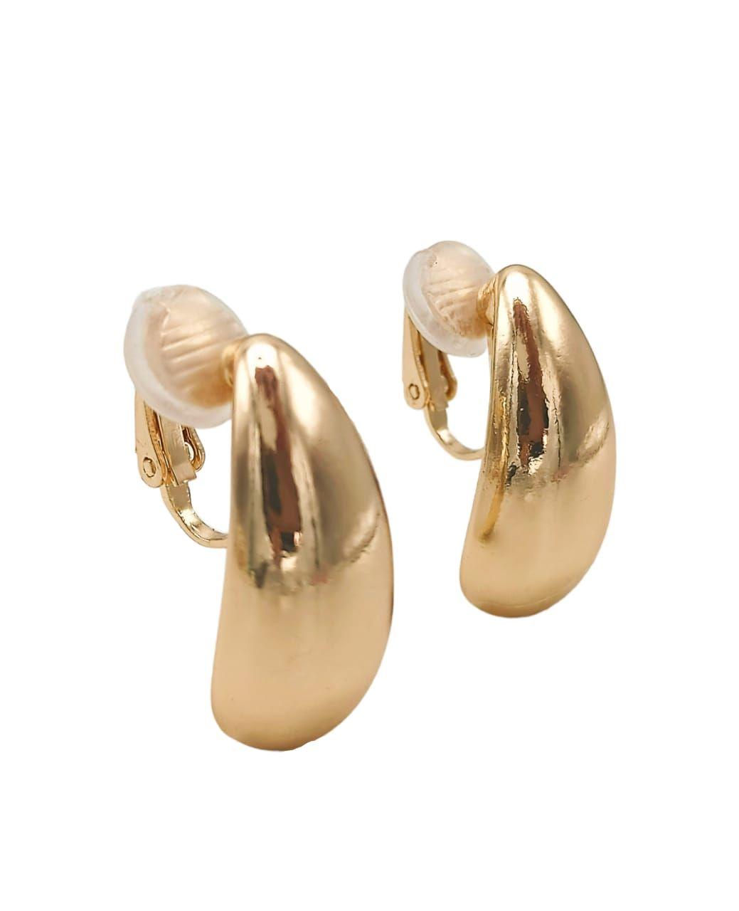 Aros Gota Espejo Earcuff Sin Perforacion Chapado En Oro 18k-0