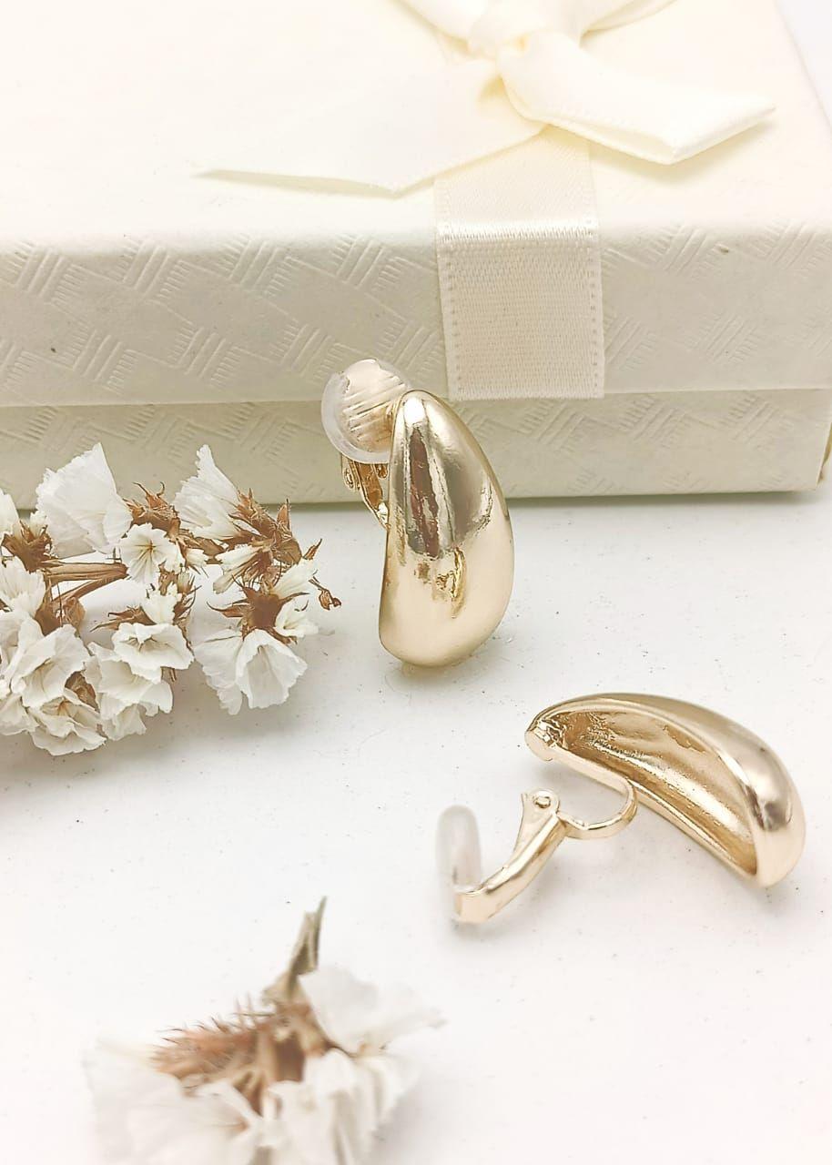 Aros Gota Espejo Earcuff Sin Perforacion Chapado En Oro 18k-1