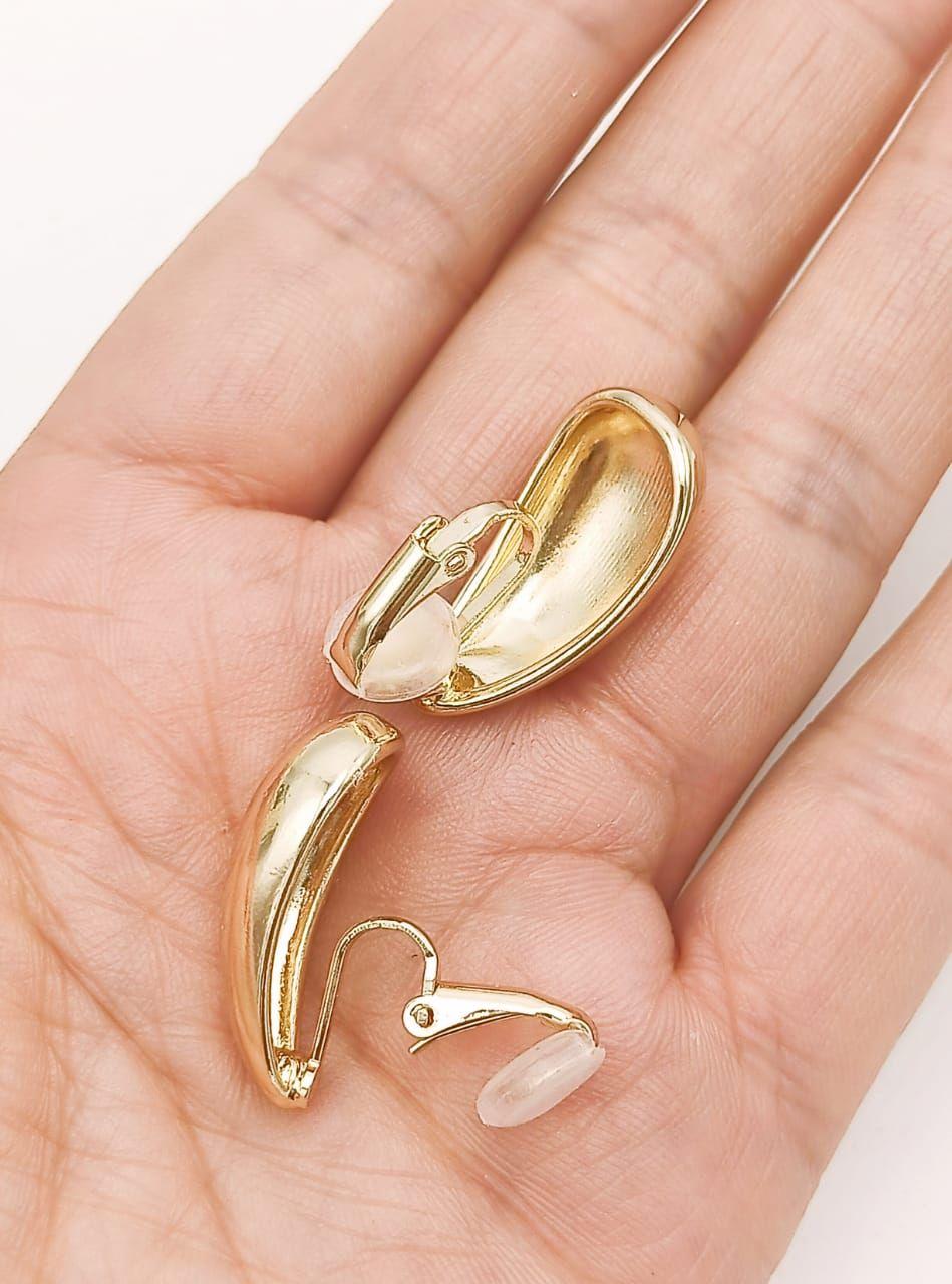 Aros Gota Espejo Earcuff Sin Perforacion Chapado En Oro 18k-5