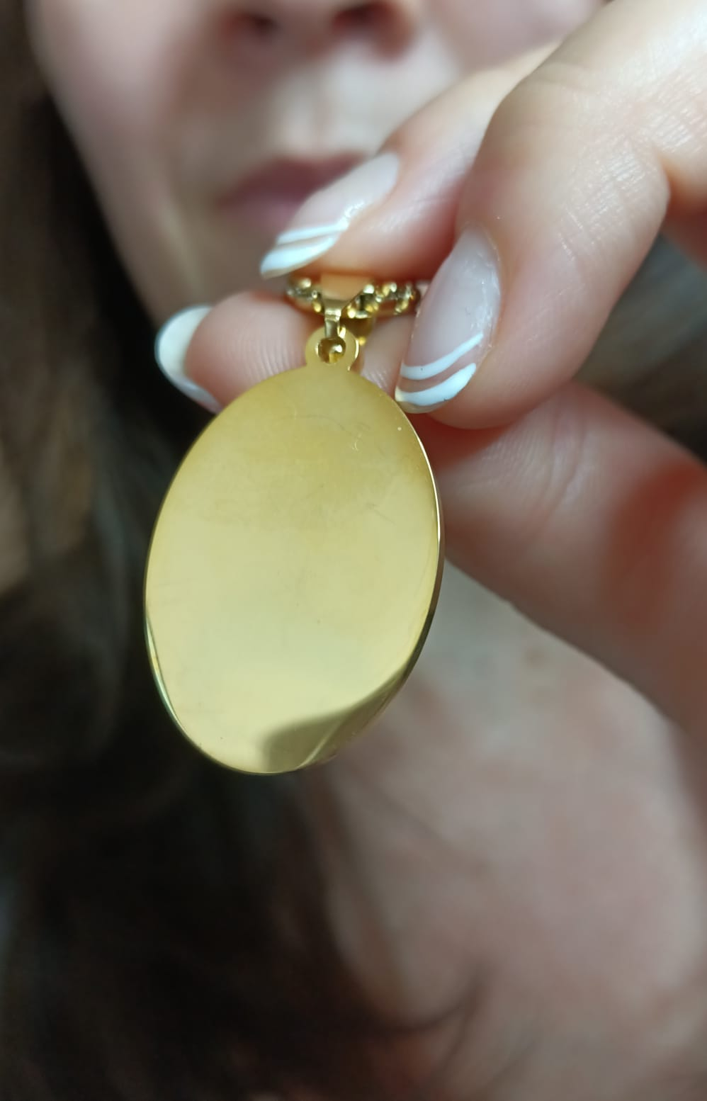 Colgante Medalla Virgen Maria Acero Zirconia Enchapada en oro 18kl-3