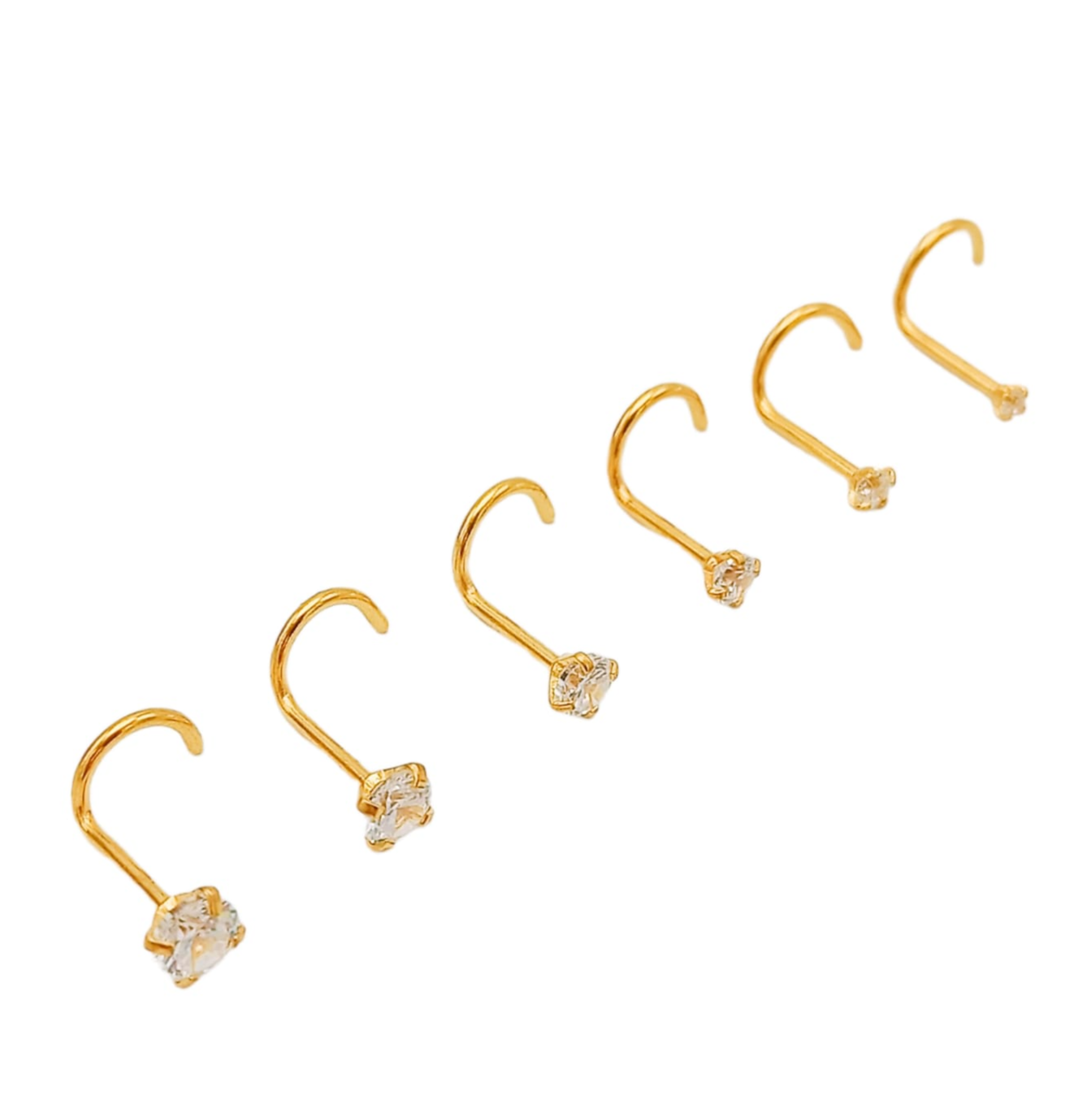Set 6 Piercing Nostril Tipo S Punk Chapados En Oro 18k Luz-4