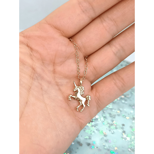 Colgante Unicornio Dorado baño de oro Niñas Mujeres-4