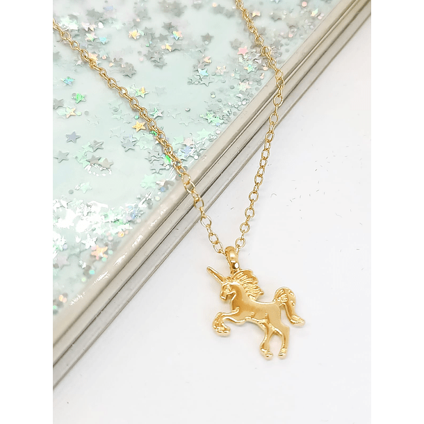 Colgante Unicornio Dorado baño de oro Niñas Mujeres-5