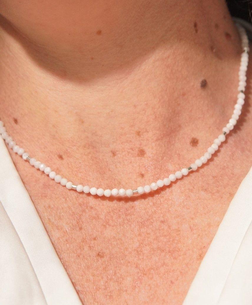 Collar gargantilla Piedra Luna 3mm plata fina 925 Terranova-2