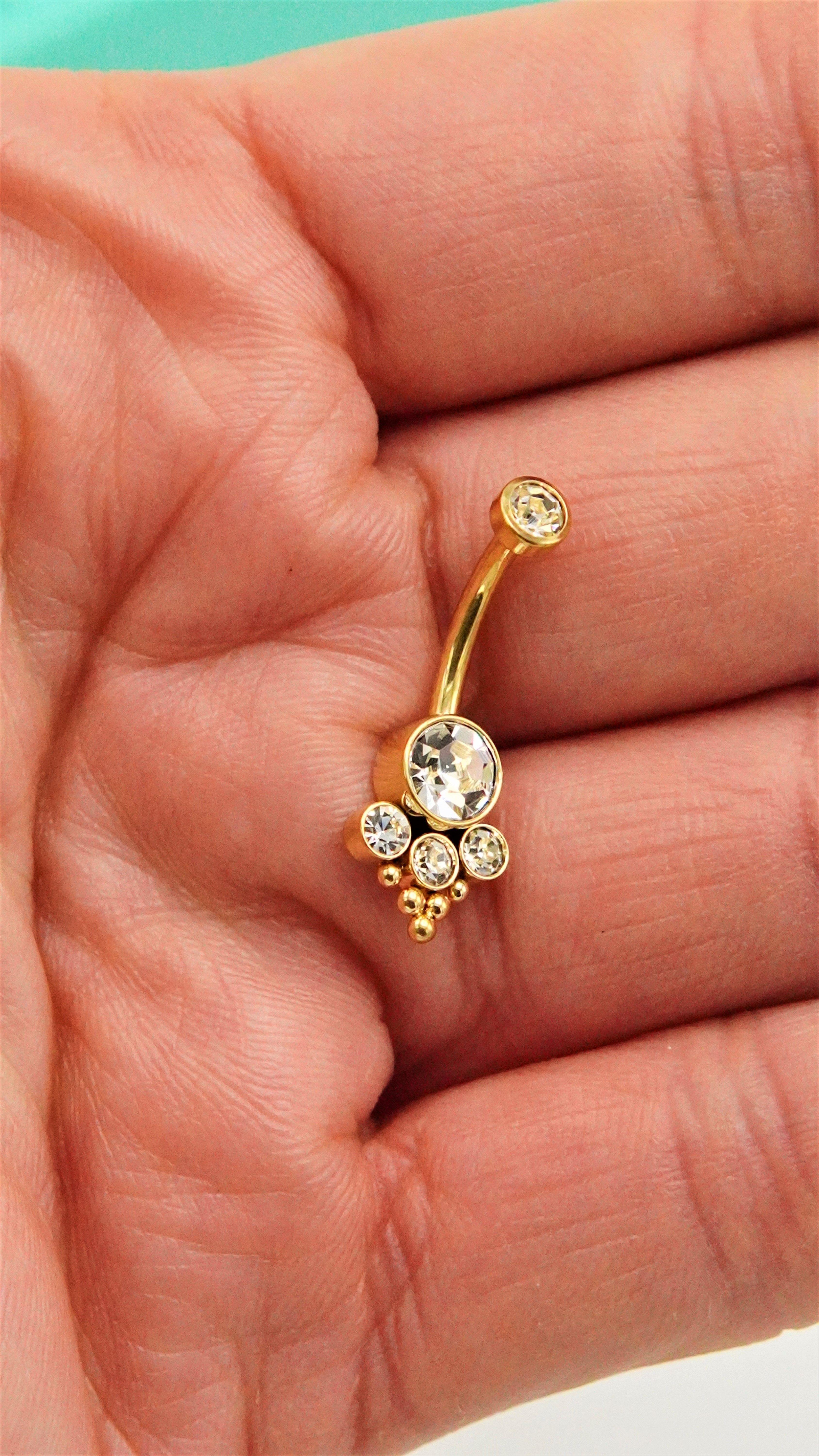 Piercing ombligo navel 10 mm titanio ASTM F136 G23 triada dorado-3