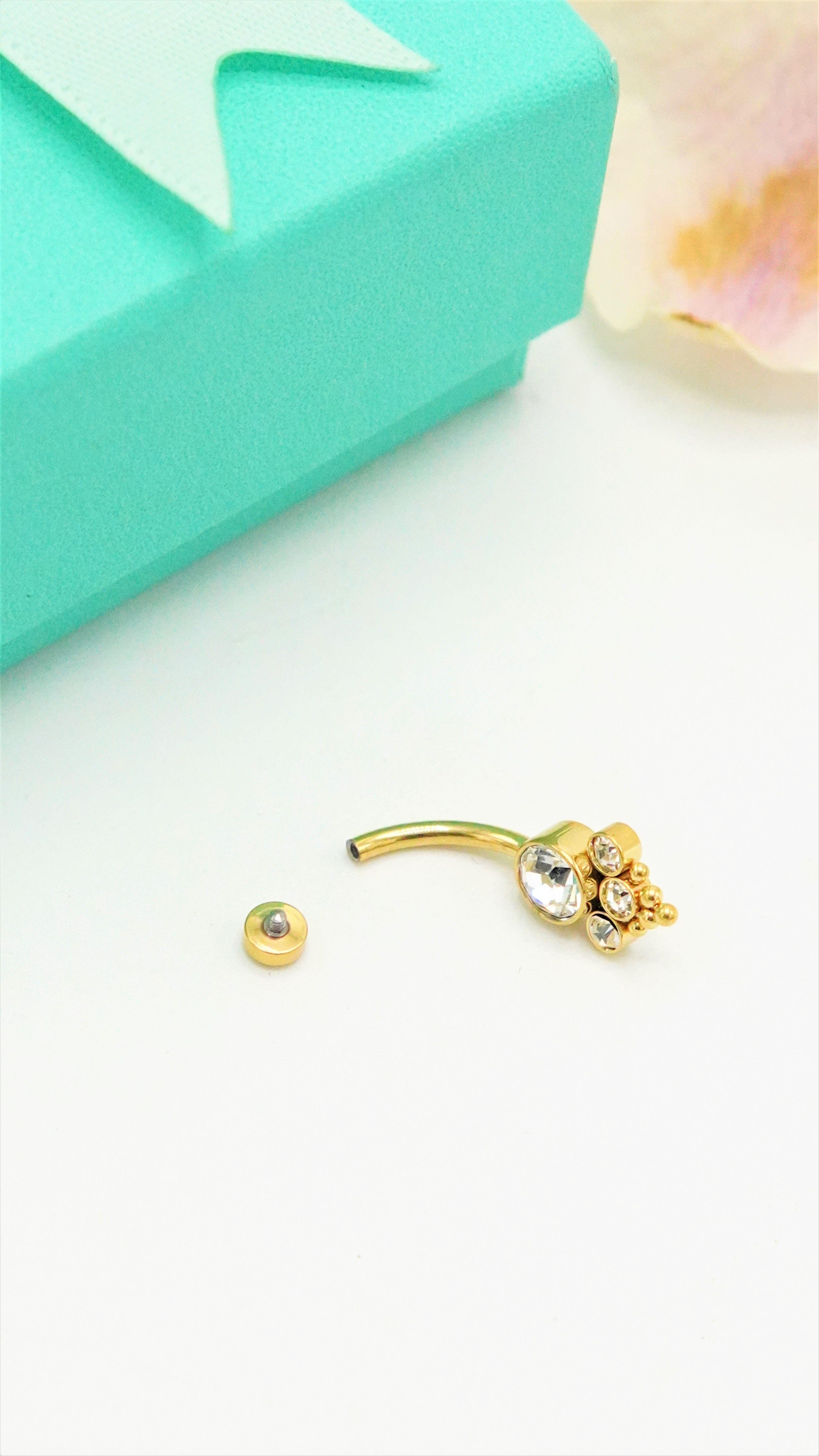 Piercing ombligo navel 10 mm titanio ASTM F136 G23 triada dorado-4