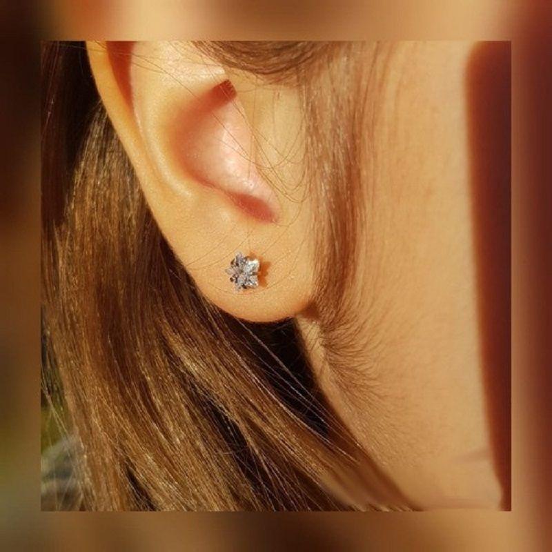 Aros Punto de Luz Acero Inoxidable Blanco Zirconio Estrella 5mm-4