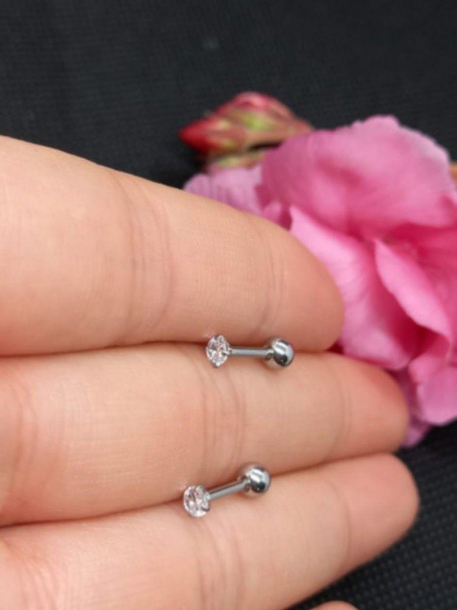 Aros Punto de Luz Acero Inoxidable Blanco Zirconio Circulo 3mm-7