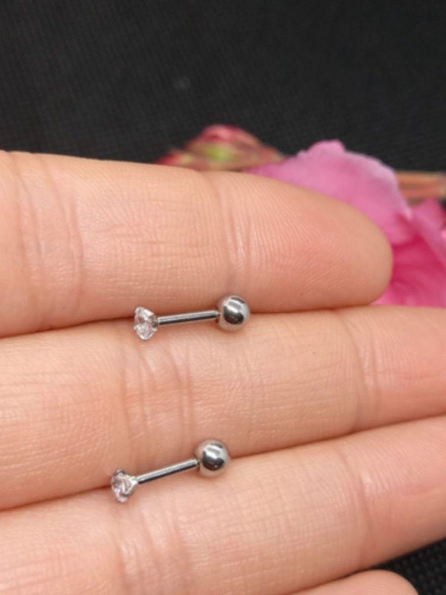 Aros Punto de Luz Acero Inoxidable Blanco Zirconio Circulo 3mm-5