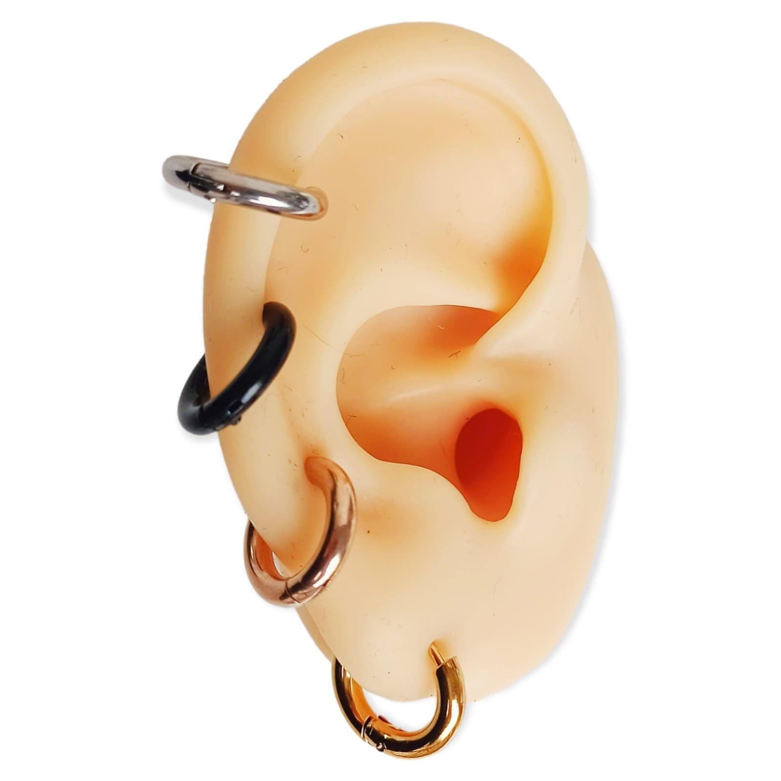Pack 4 Pares De Aros Piercing Oreja Helix Chapadas Oro 18k-0