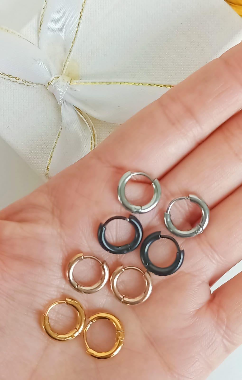 Pack 4 Pares De Aros Piercing Oreja Helix Chapadas Oro 18k-2