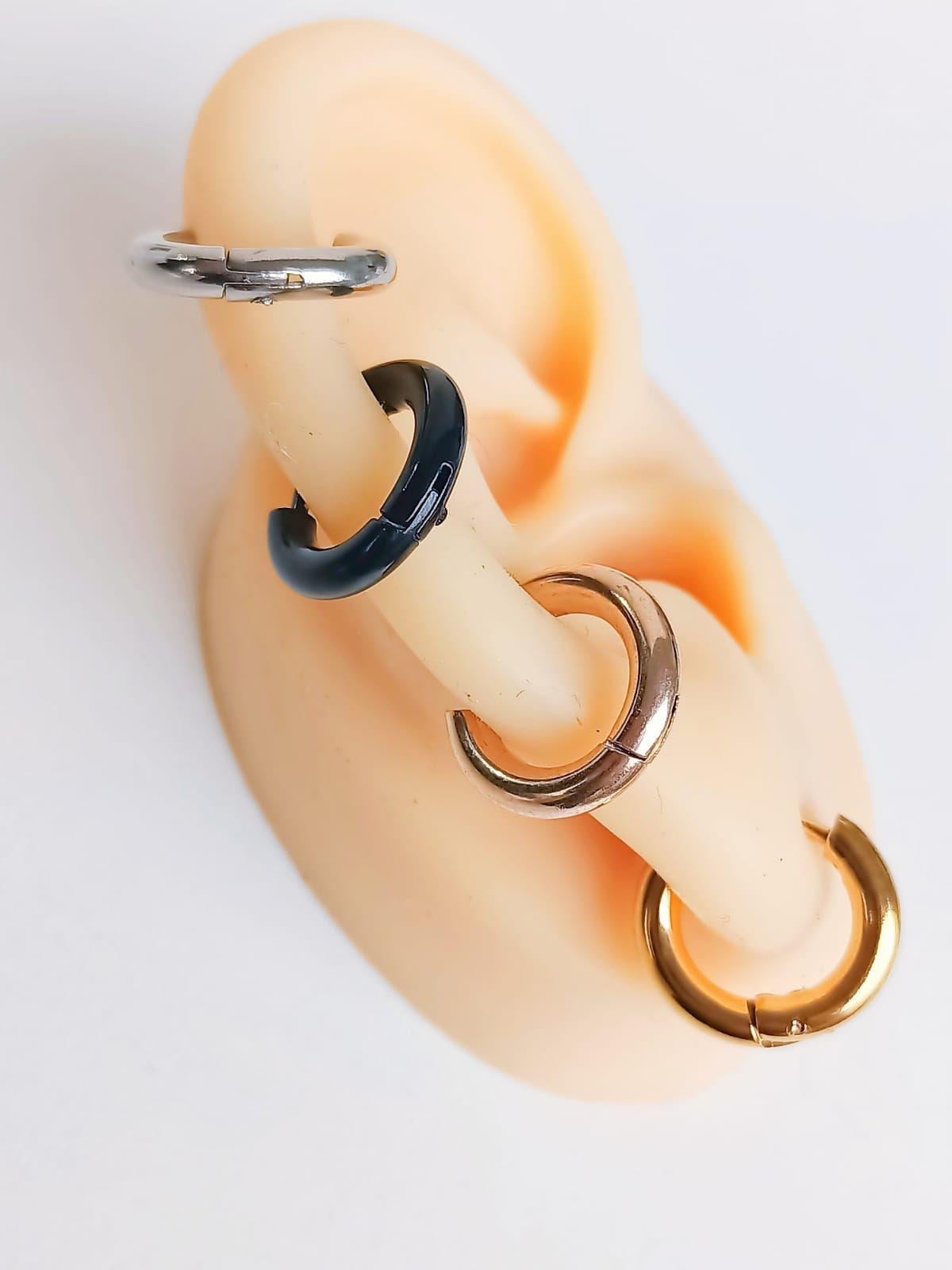 Pack 4 Pares De Aros Piercing Oreja Helix Chapadas Oro 18k-4