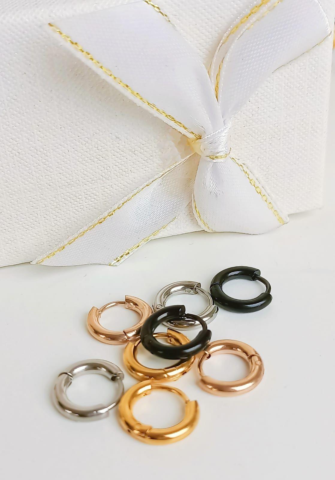 Pack 4 Pares De Aros Piercing Oreja Helix Chapadas Oro 18k-5
