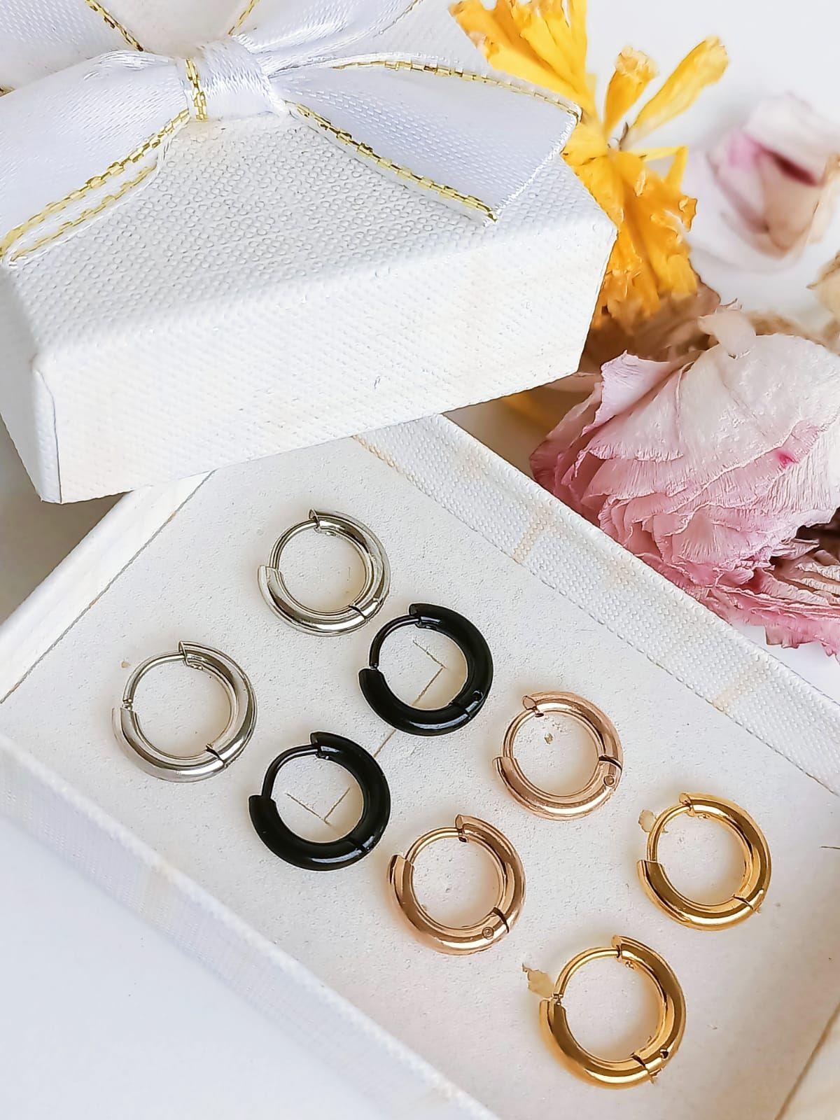 Pack 4 Pares De Aros Piercing Oreja Helix Chapadas Oro 18k-6