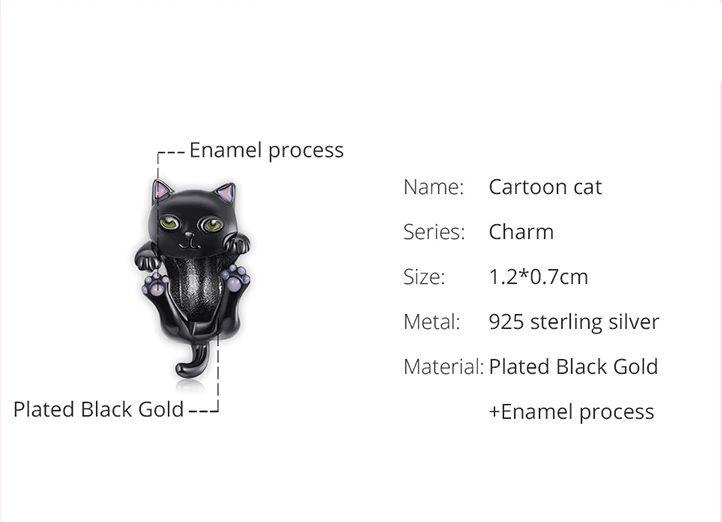 Charm dije abalorio gato gatito pulsera colgante plata 925 -2
