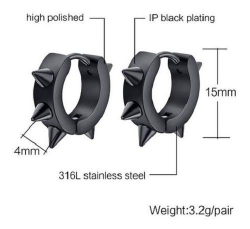 Aros argolla Puntas Punk Biker Hombre Mujer Acero Negro earing-2