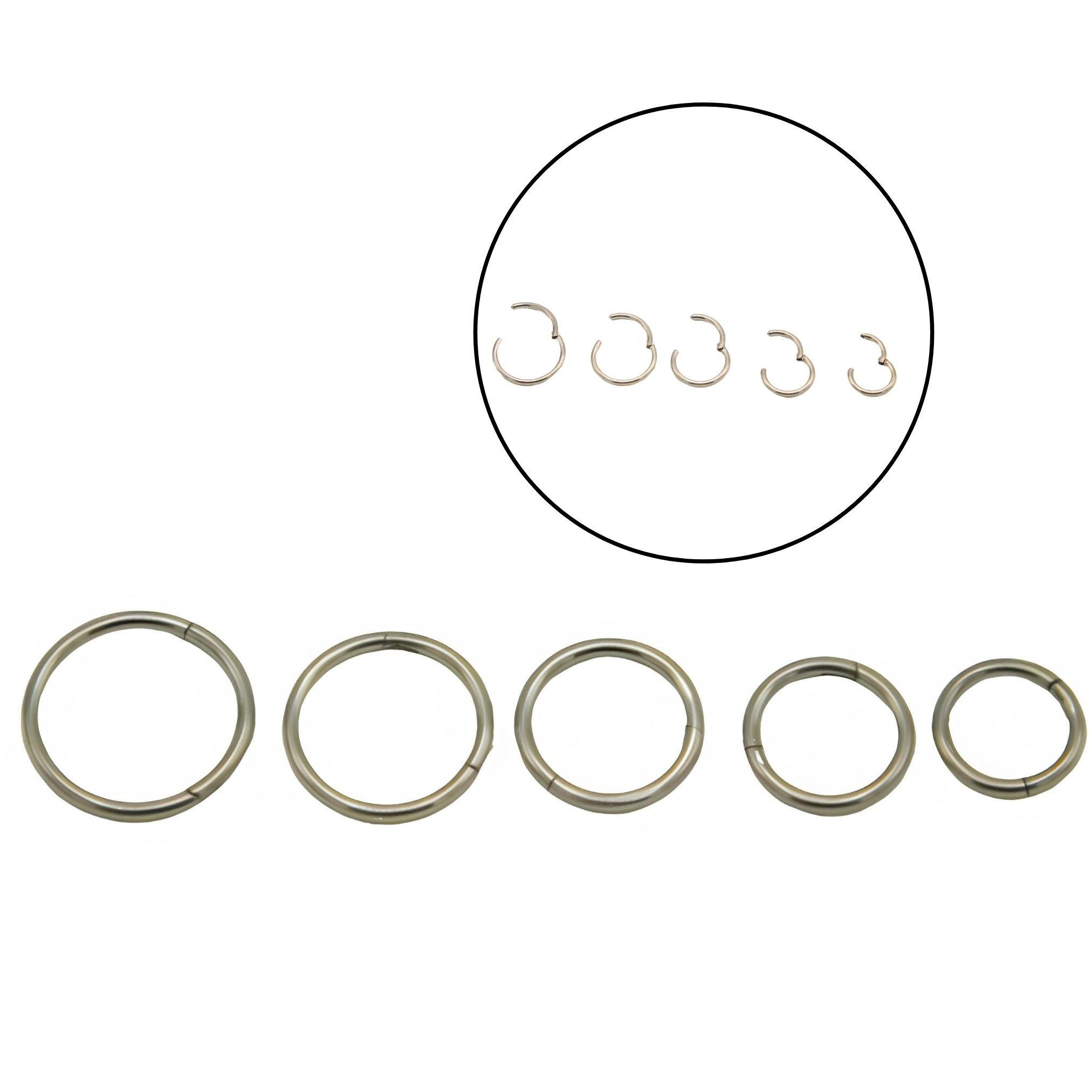 Pack 5 Piercing Clicker 18g Aro Titanio Astm F136 Plateado-3