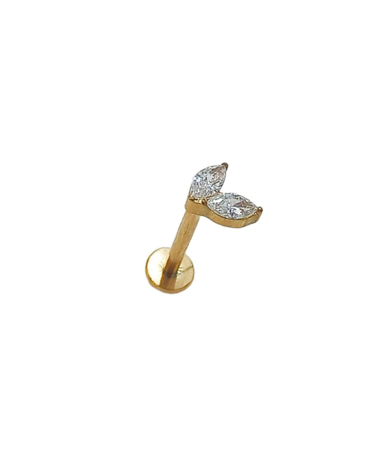 Piercing Labret Astm F136 Titanio Hoja Chapado Oro 18Kl Barra 10MM-0