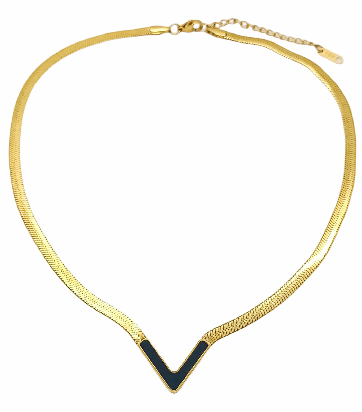 Colgante Forma V Gargantilla Acero Minimalista enchapado Oro 18kl-0
