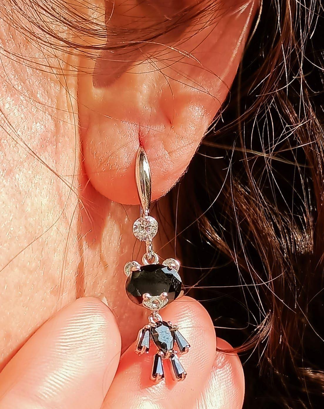 Pendientes de Oso de Zirconio negro-2