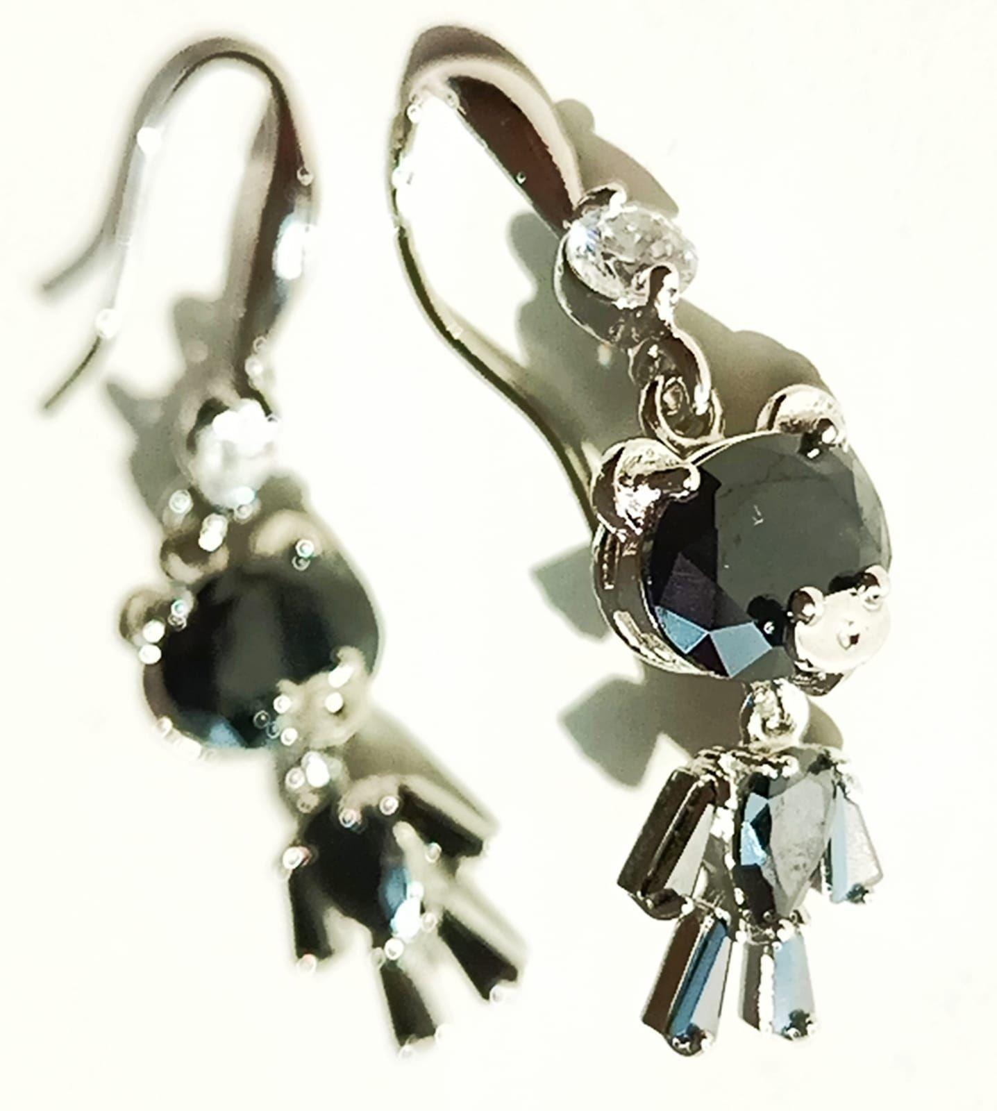 Pendientes de Oso de Zirconio negro-4