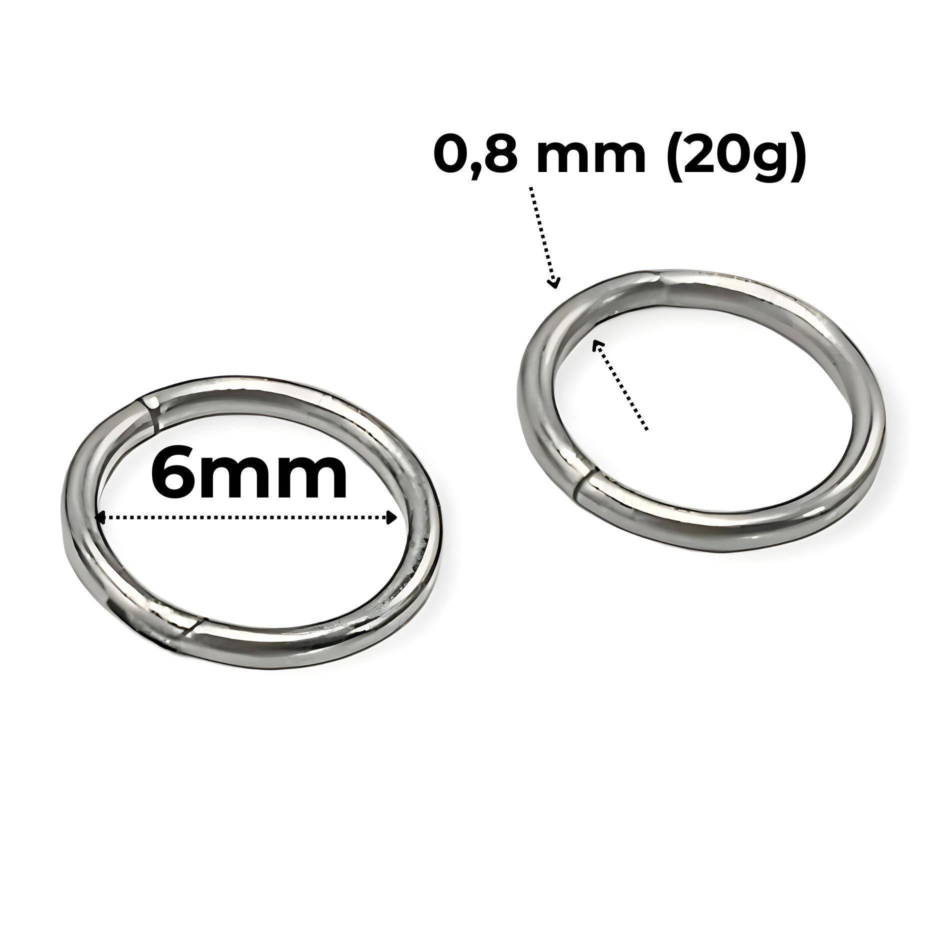 Argollas Clicker 6mm 20g Acero Quirurgico Plateadas Ligeras-8