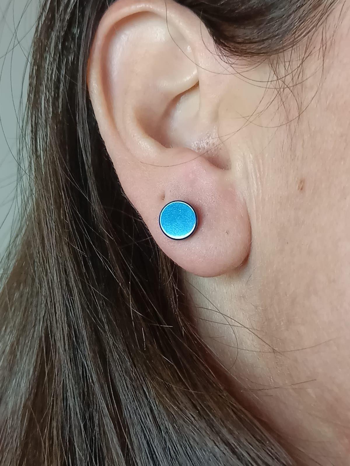 Aros Barbell Punk Black Rock Hombre Mujer Moda Juvenil 8mm Azul-4