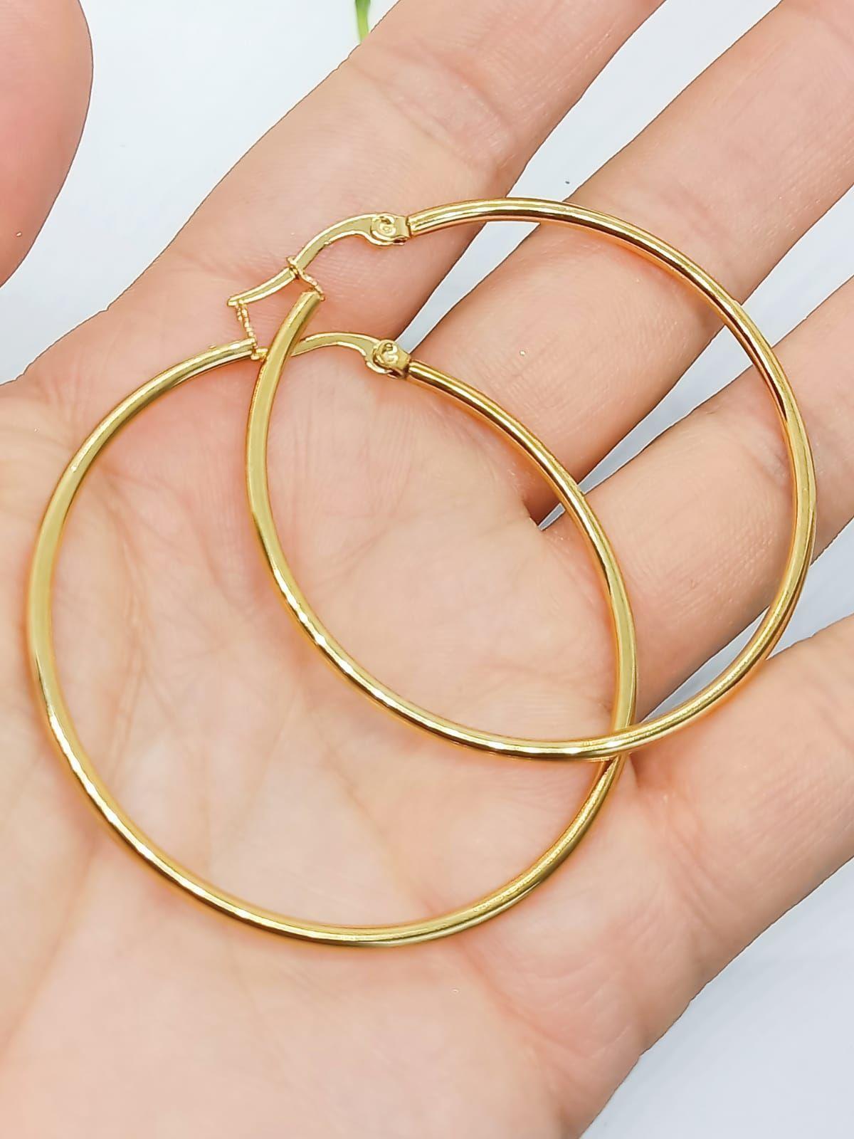 Argollas hoop 45Mm Chapadas en oro 18kl-5